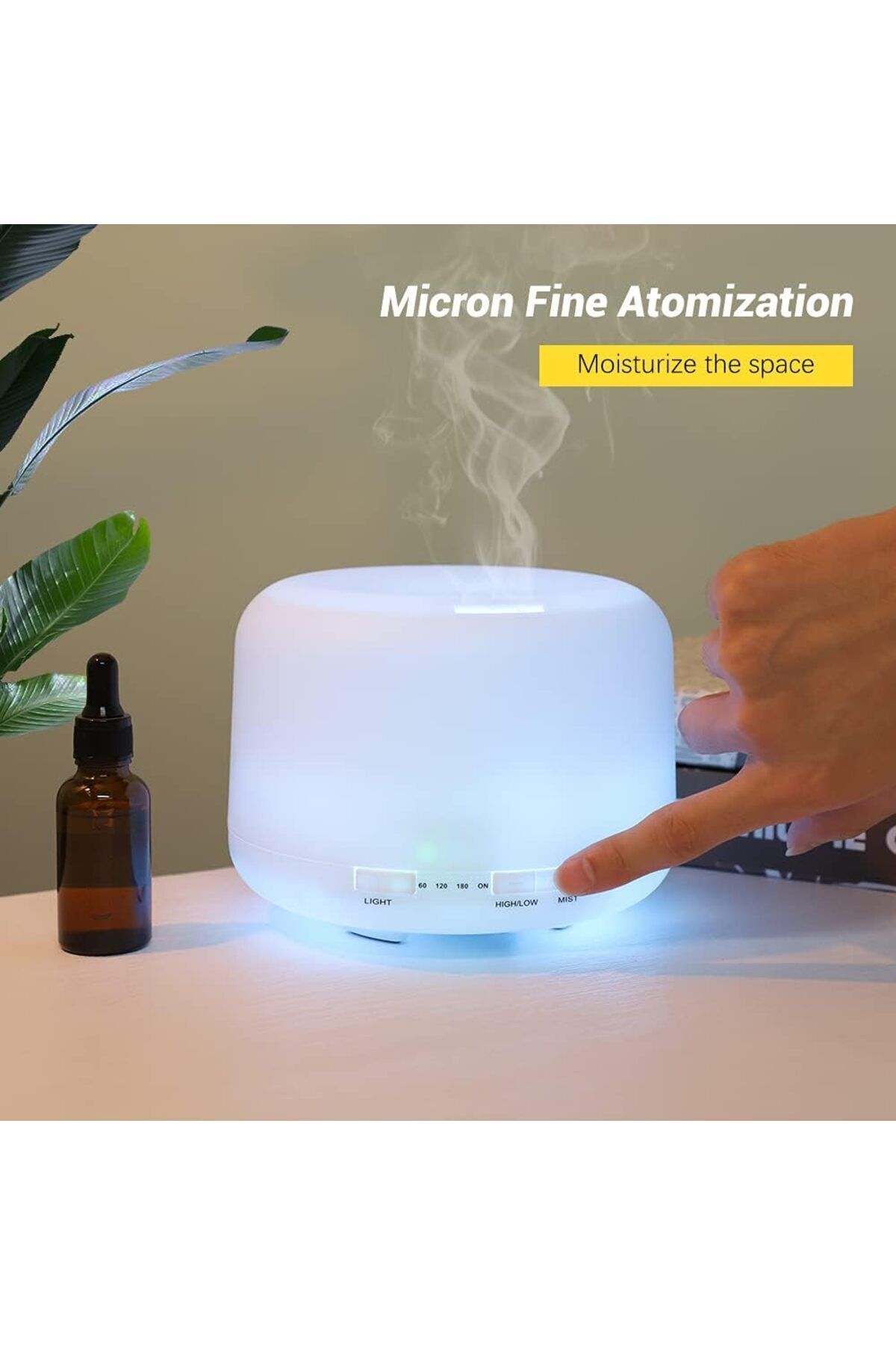 fulina-500ml large capacity air humidifier,two atomization modes,7-color light,with remote control,green 2