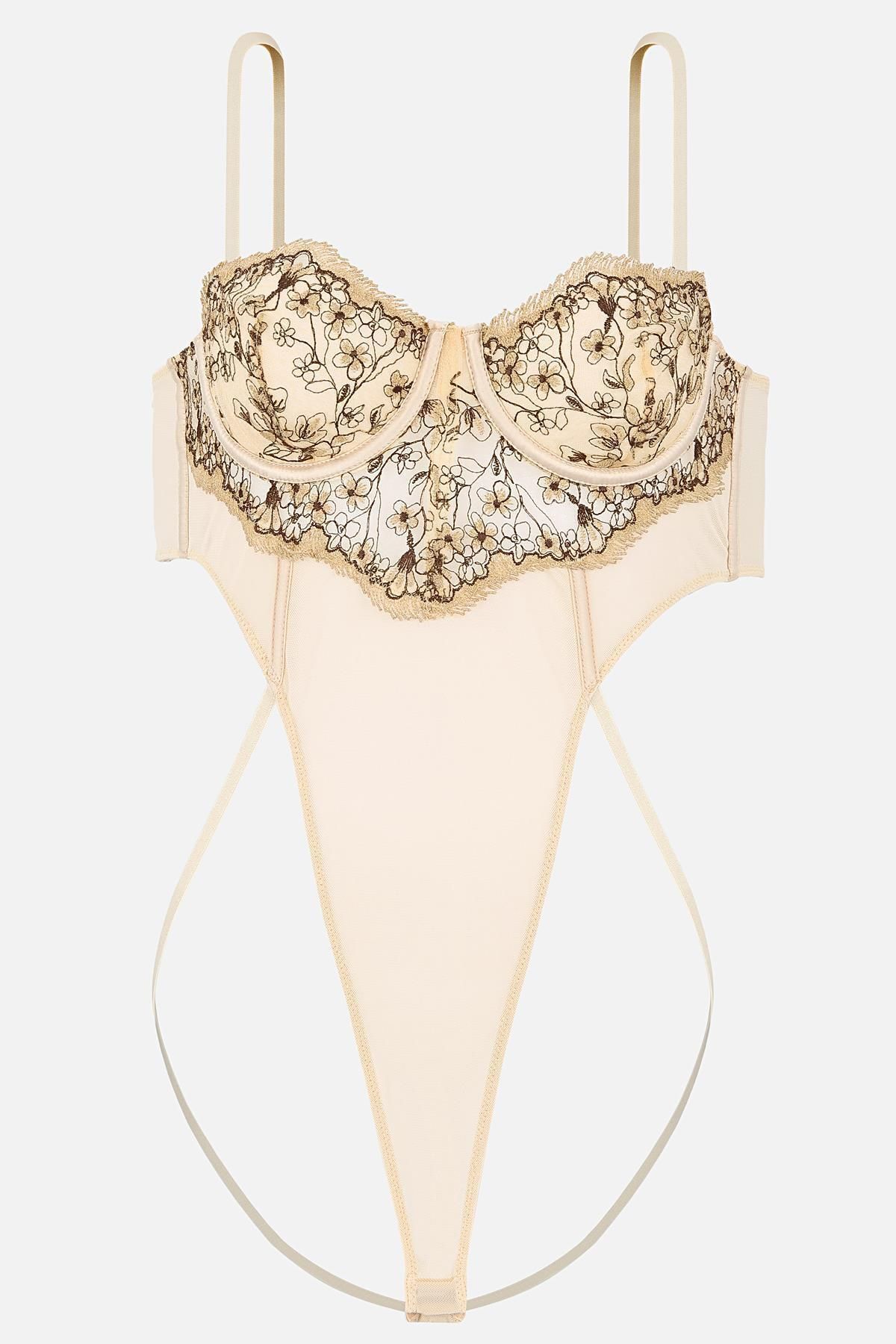 Wonna Brodeli Bodysuite - Kapsız - Fashion - 2715 - Ten