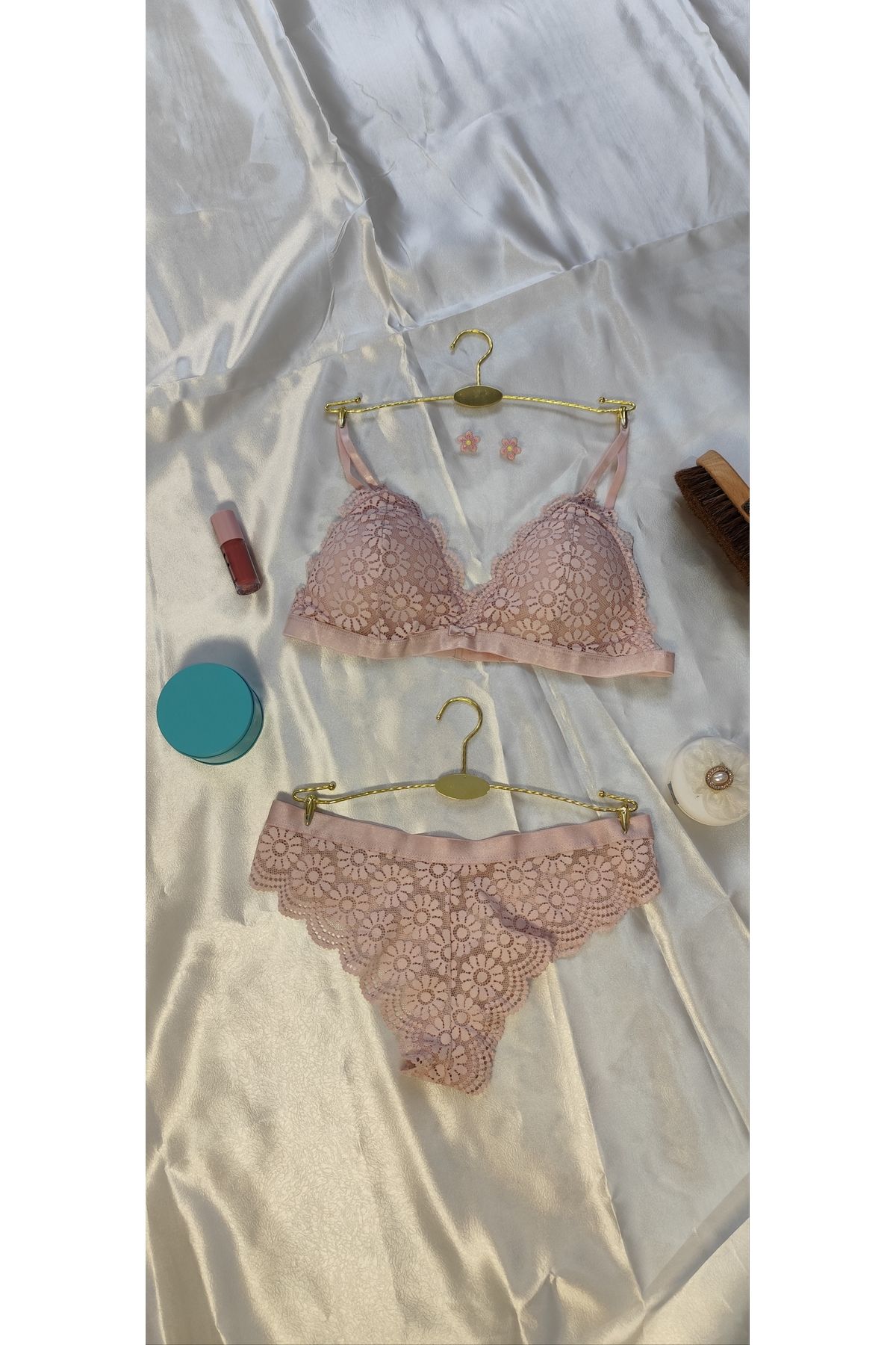ARONA Şık Çiçek Desenli Dantel Bralet Takım Sütyen Külot Takım Büstiyer