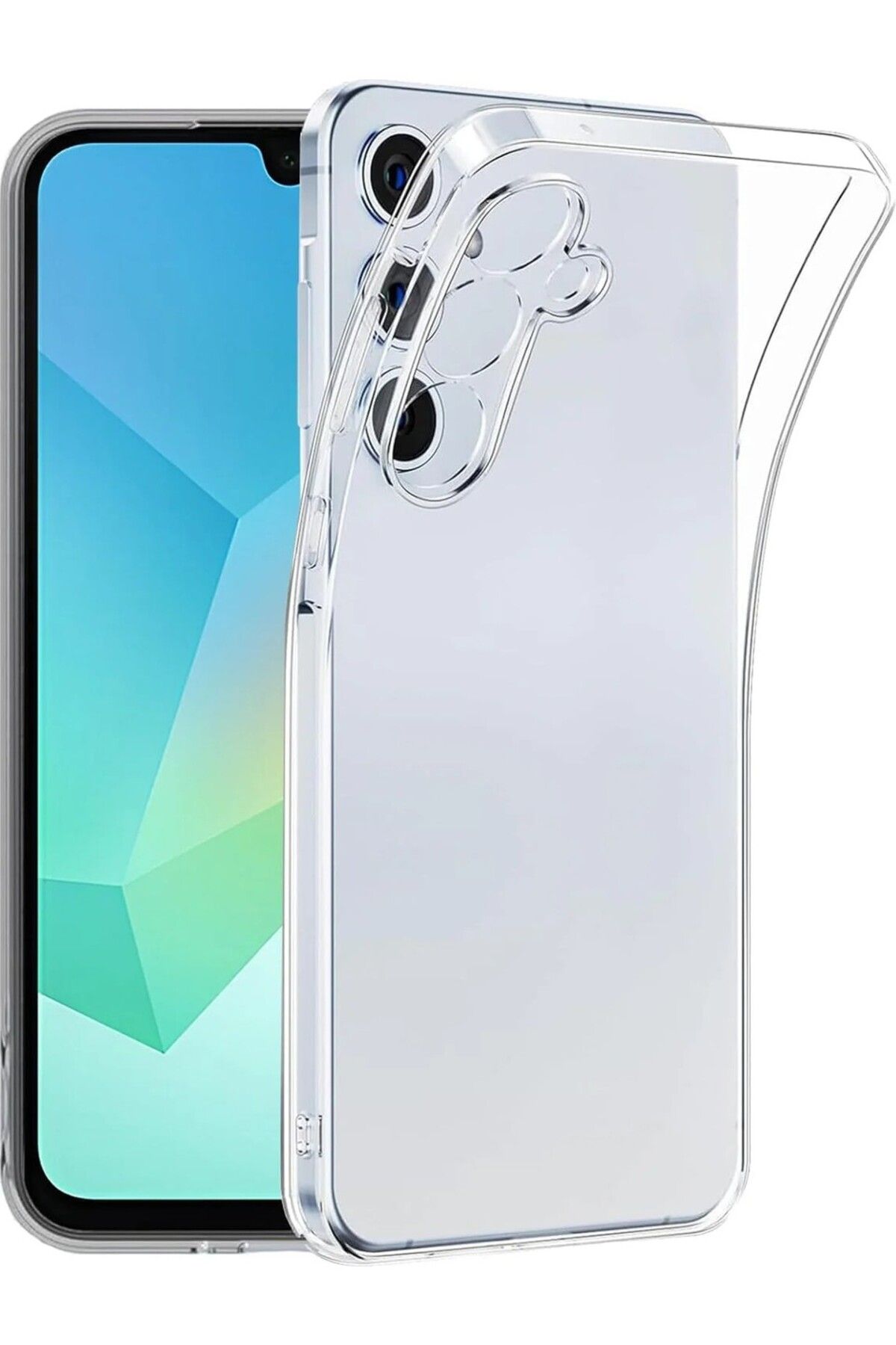 EVAX (TIPALI ŞEFFAF) Samsung Galaxy A16 Şeffaf Silikon Kılıf / Kamera Yeri Korumalı / Şarj Yeri Tıpalı