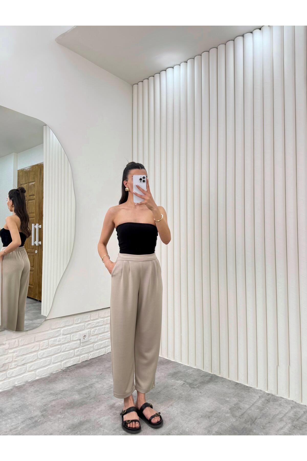 Gaus Taş Beli Lastikli Cepli Harem Pantolon Gaus00308
