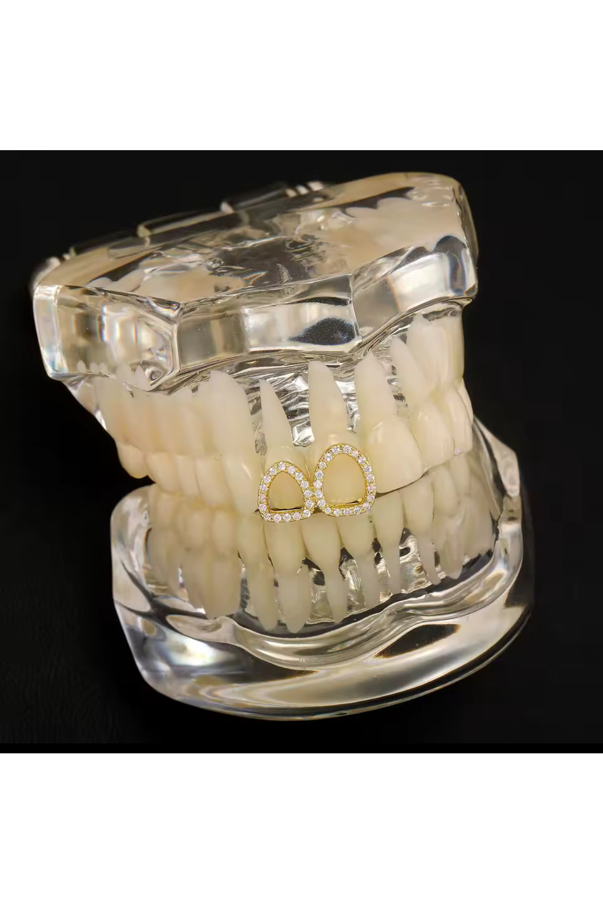 La Saade Y2k Gümüş Rengi Taşlı İkili Tooth Grillz Gems Diş Taşı Aksesuar