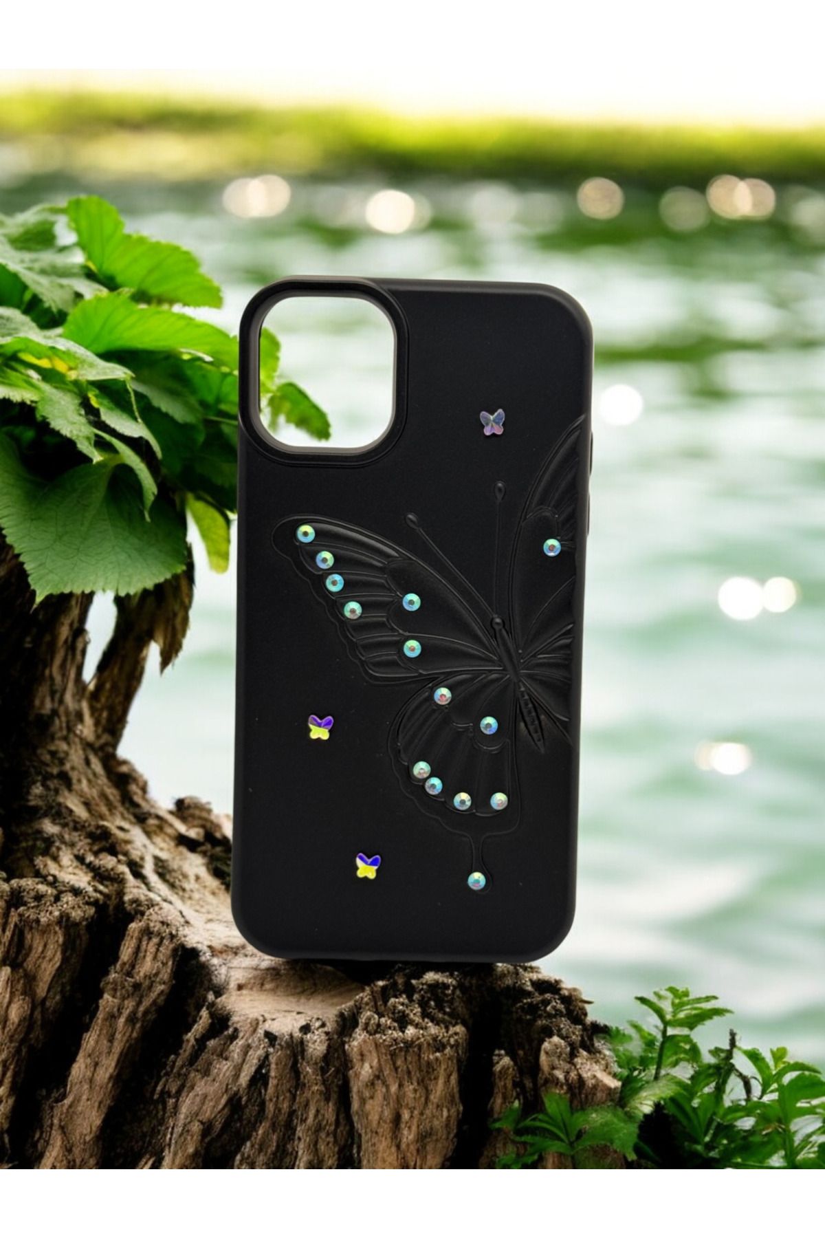 DUBİGOLD İPHONE 11 UYUMLU KELEBEK KABARTMA DESENLİ MİNİK TAŞLI FİGÜRLÜ KILIF