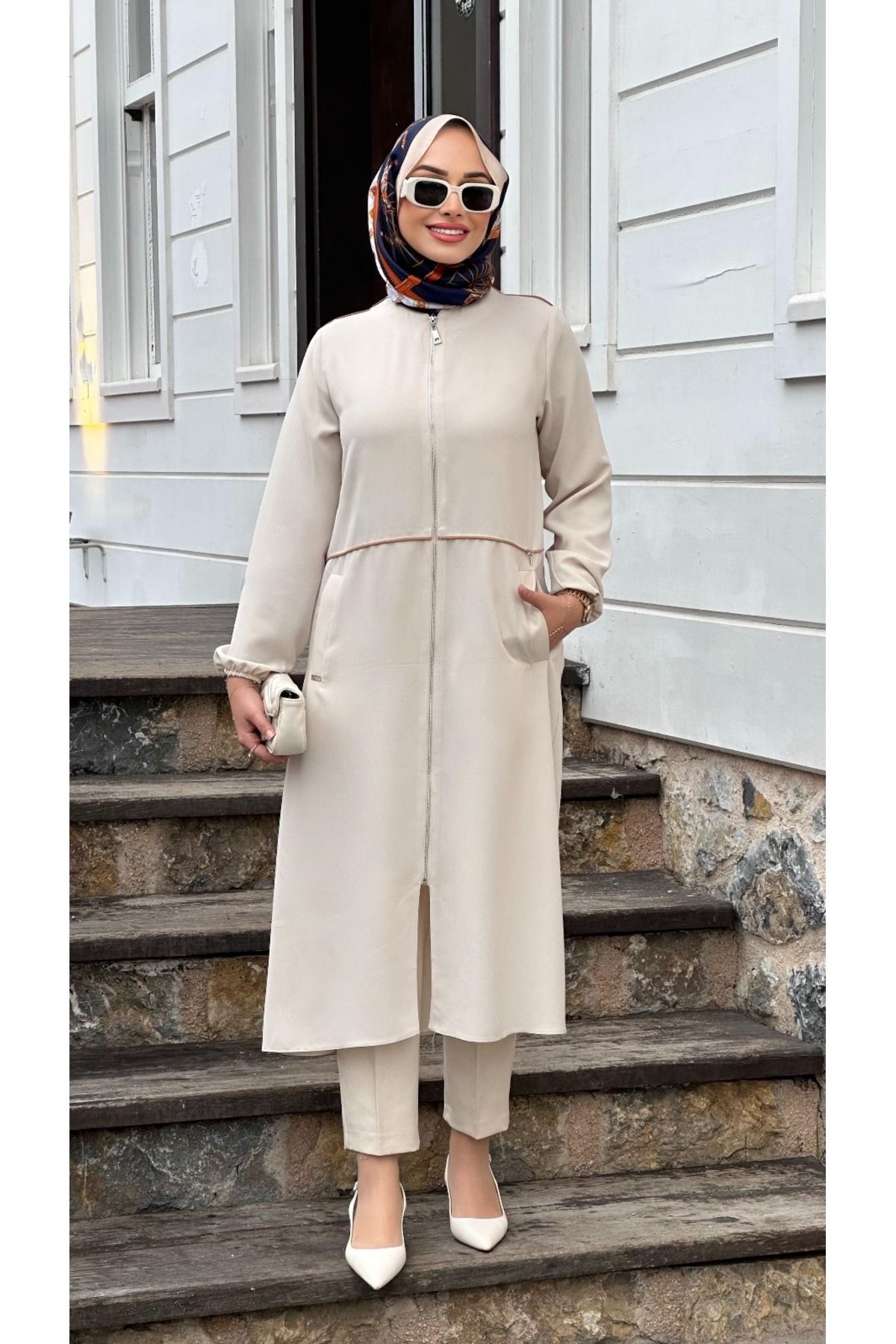 Nihle NİHLE 890-05-25 ASTARSIZ FERMUARLI RAHAT YAZLIK GİY ÇIK KAP 38-48 BEDEN
