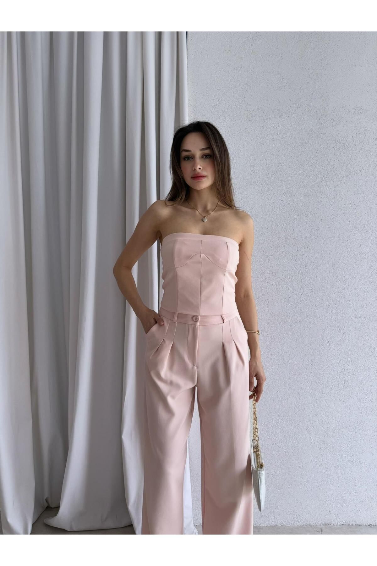 Mooi Butik LEAF Takım 7893 - Pudra