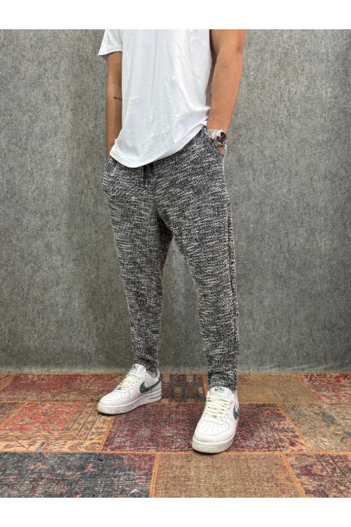 FıttingRoom Beli Lastikli Desenli Baggy Pantolon