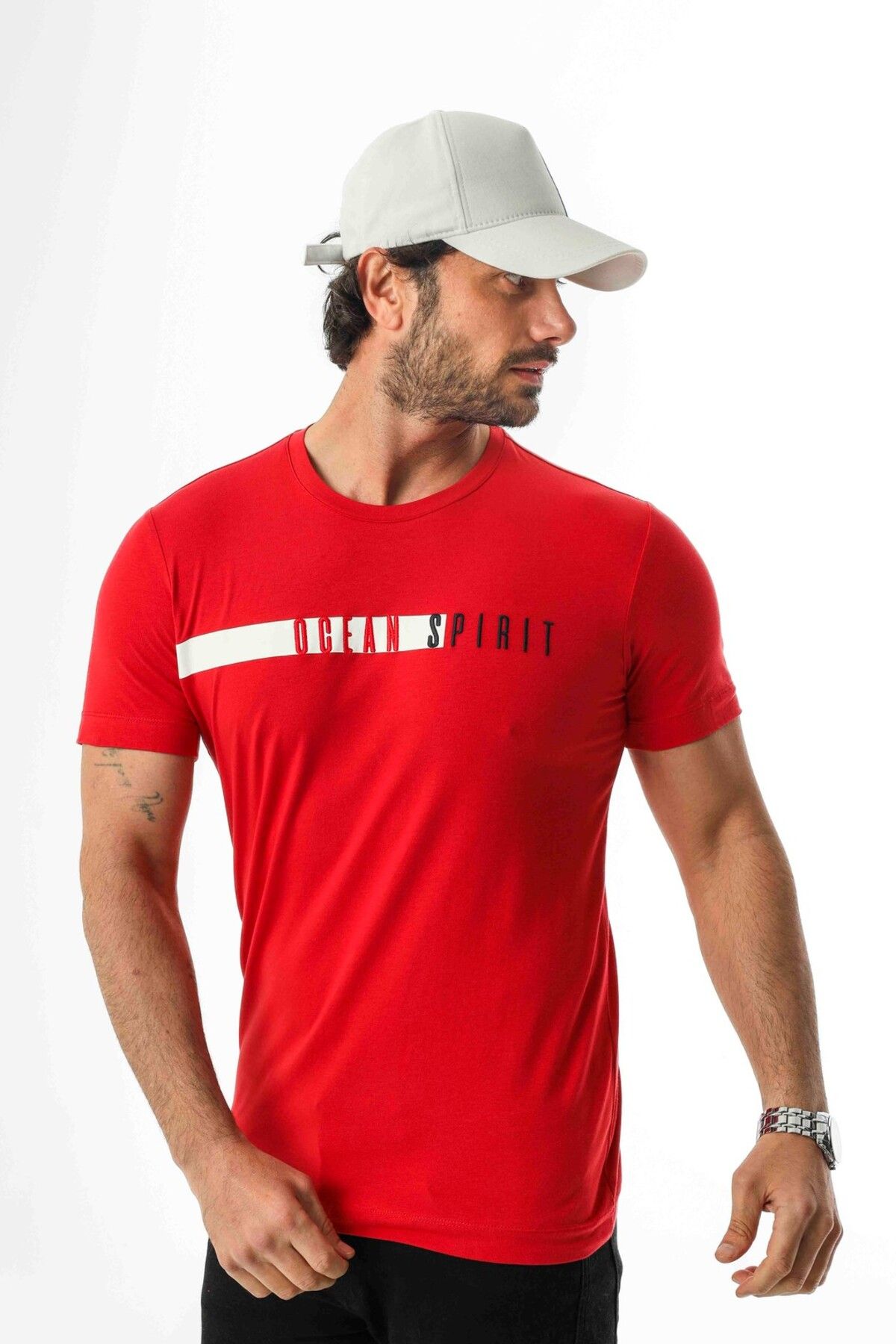 Tony Montana Büyük Beden Bisiklet Yaka Regular Fit Baskılı ve Nakışlı T-Shirt-MSL-2189