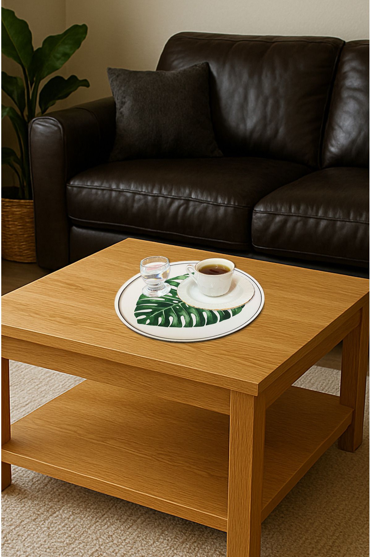 kutuTR Ahşap Mdf Kahve Sunum Tepsisi M18 3'LÜ SET