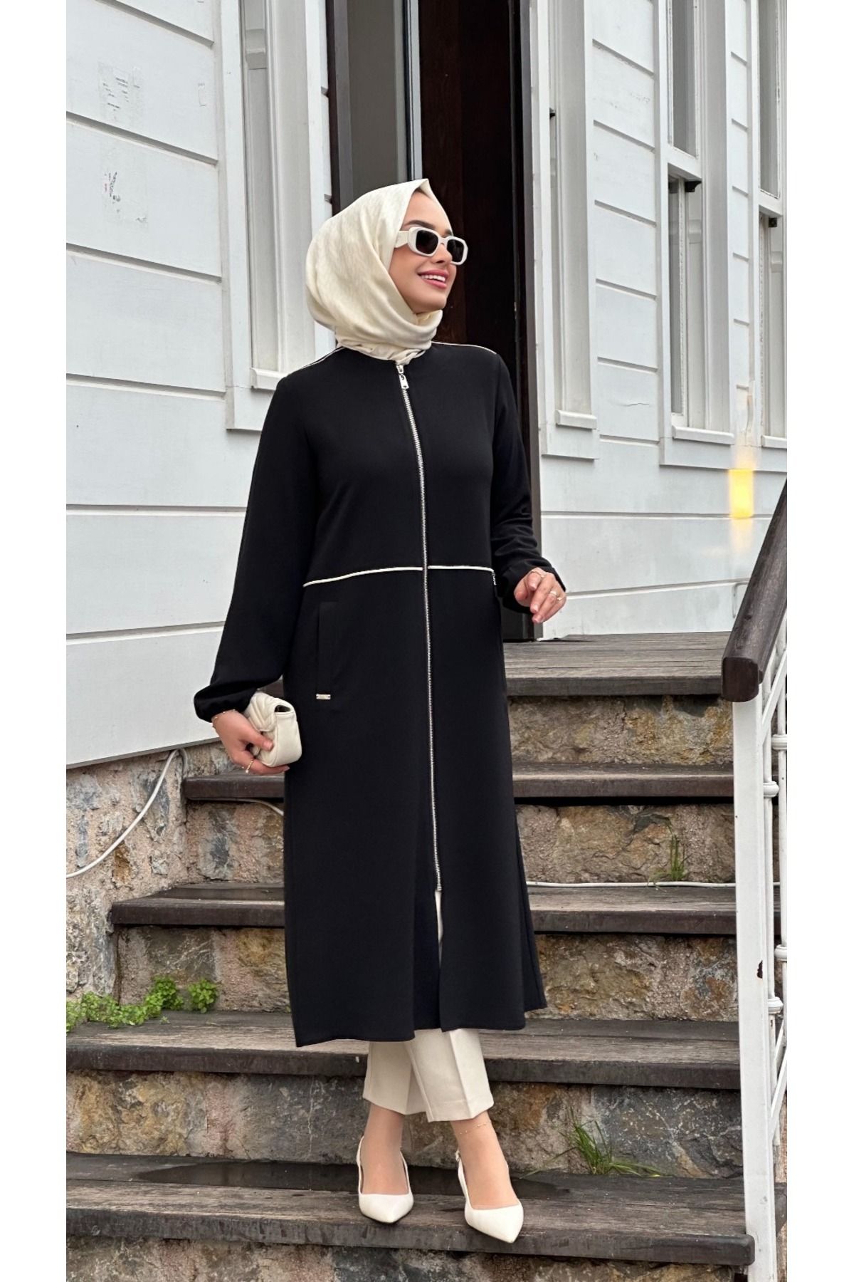 Nihle NİHLE 890-05-25 ASTARSIZ FERMUARLI RAHAT YAZLIK GİY ÇIK KAP 38-48 BEDEN
