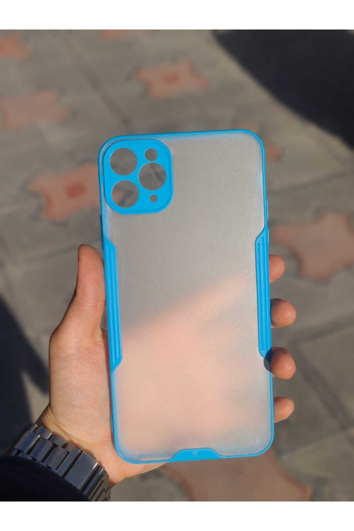 CEP-HANE Apple İphone 11 Pro Max Kenarları Renkli Kamera Korumalı Transparan Kılıf