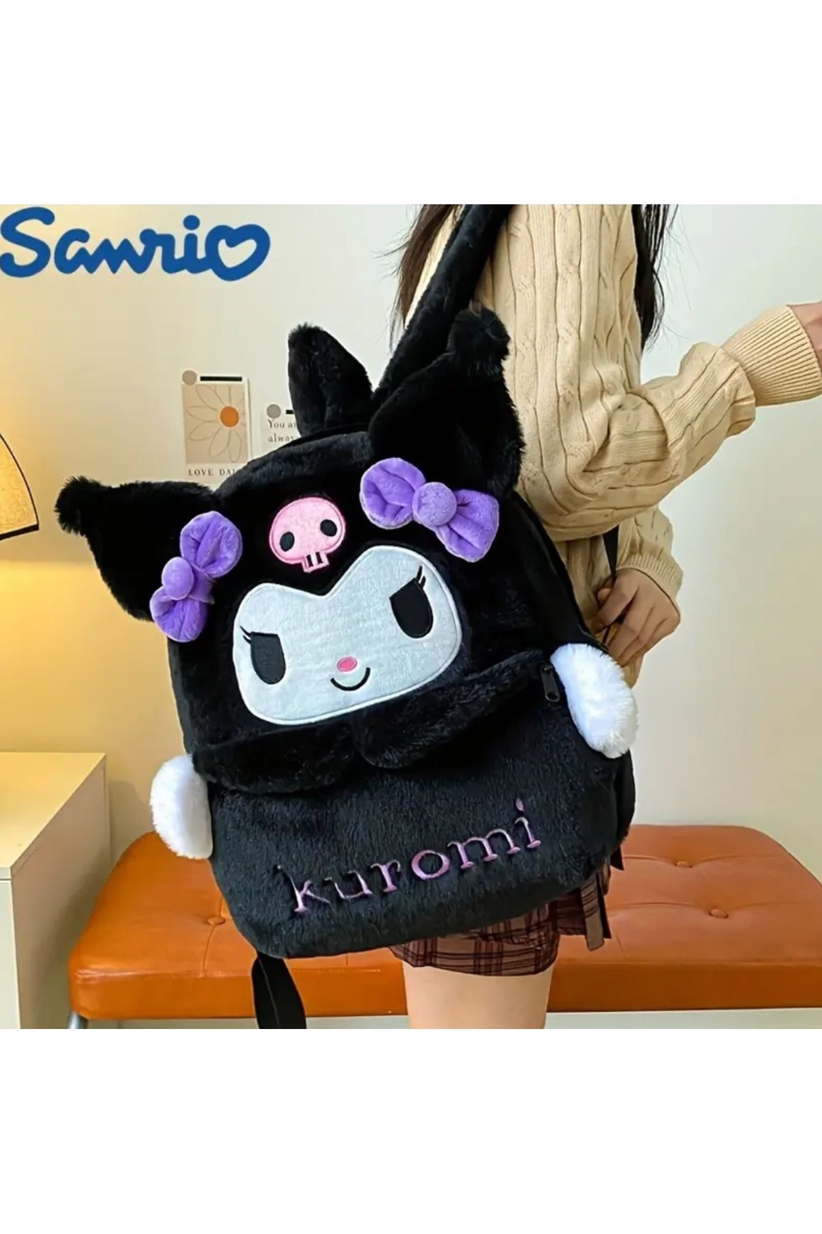 BBS Sanrio "Kuromi Peluş Sırt Çantası – Sevimli ve Yumuşak Karakter Çanta"