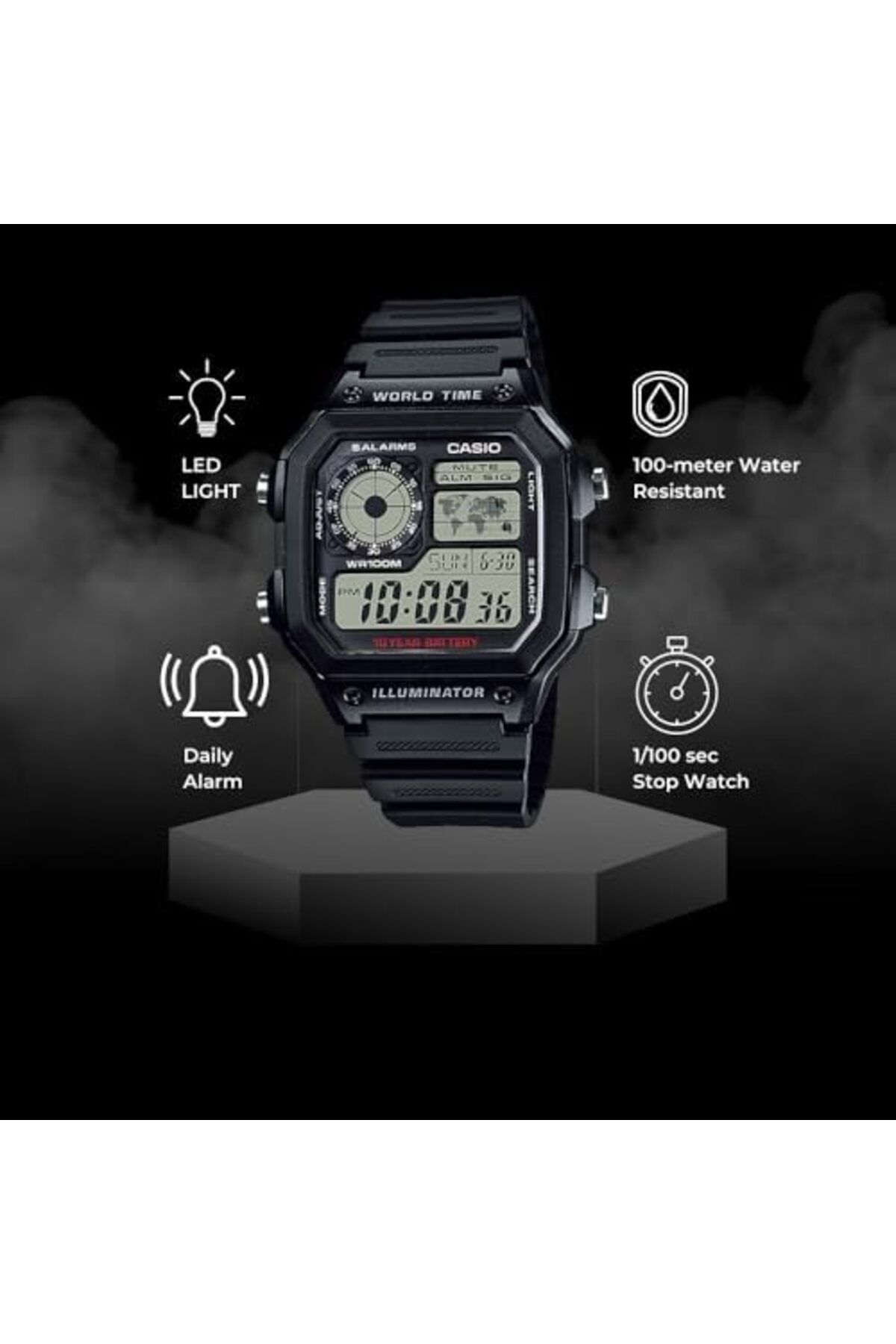 Casio-Casio Men's Digital Dial Stainless Steel Band Watch 2
