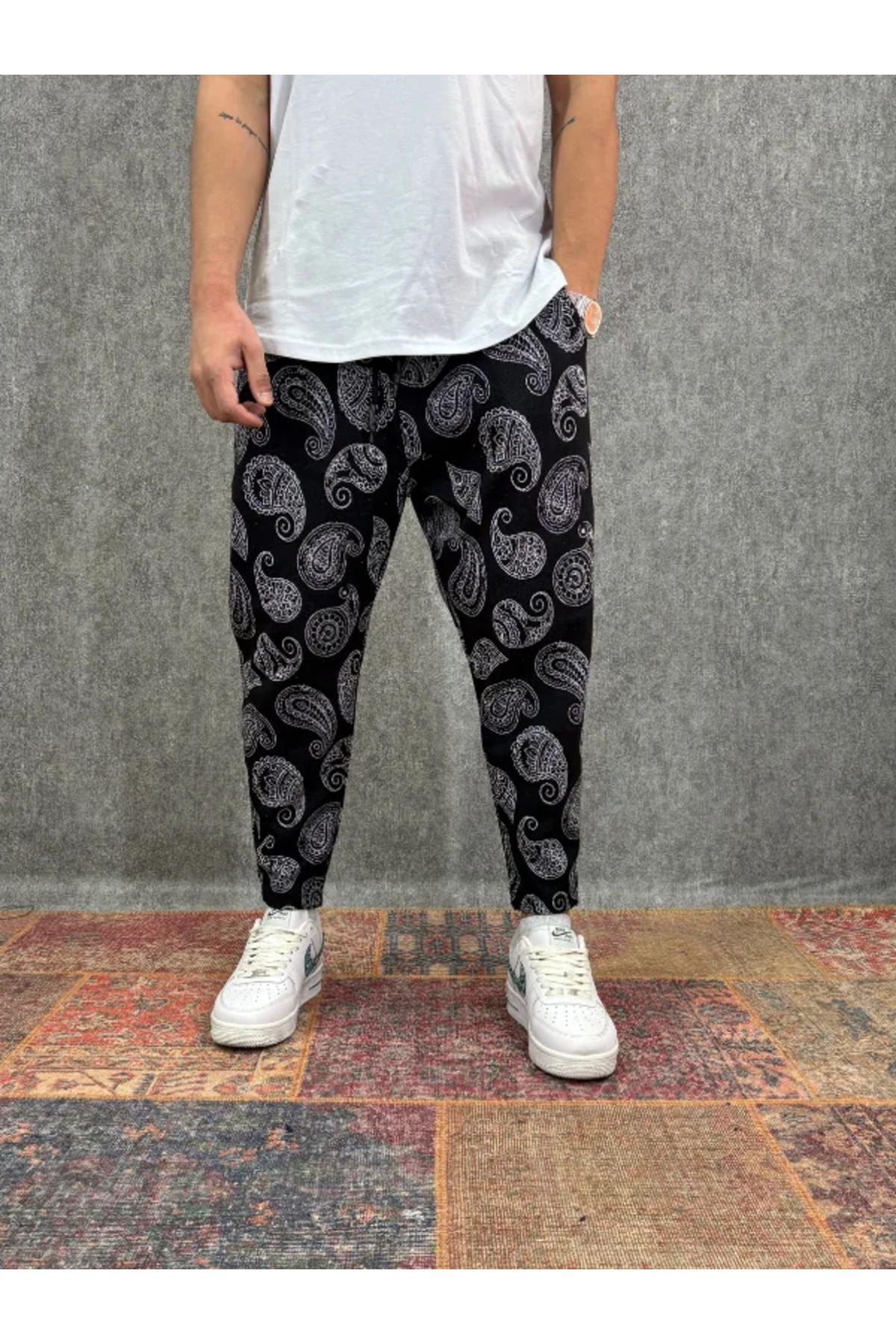 FıttingRoom Beli Lastikli Desenli Baggy Pantolon