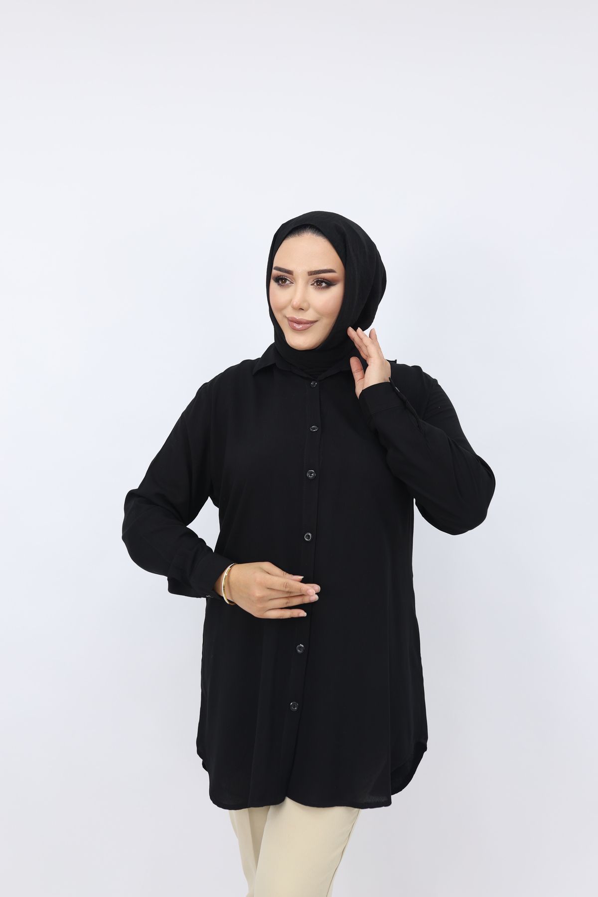 ENKAY MODA Büyük Beden Viskon Kumaş Gömlek