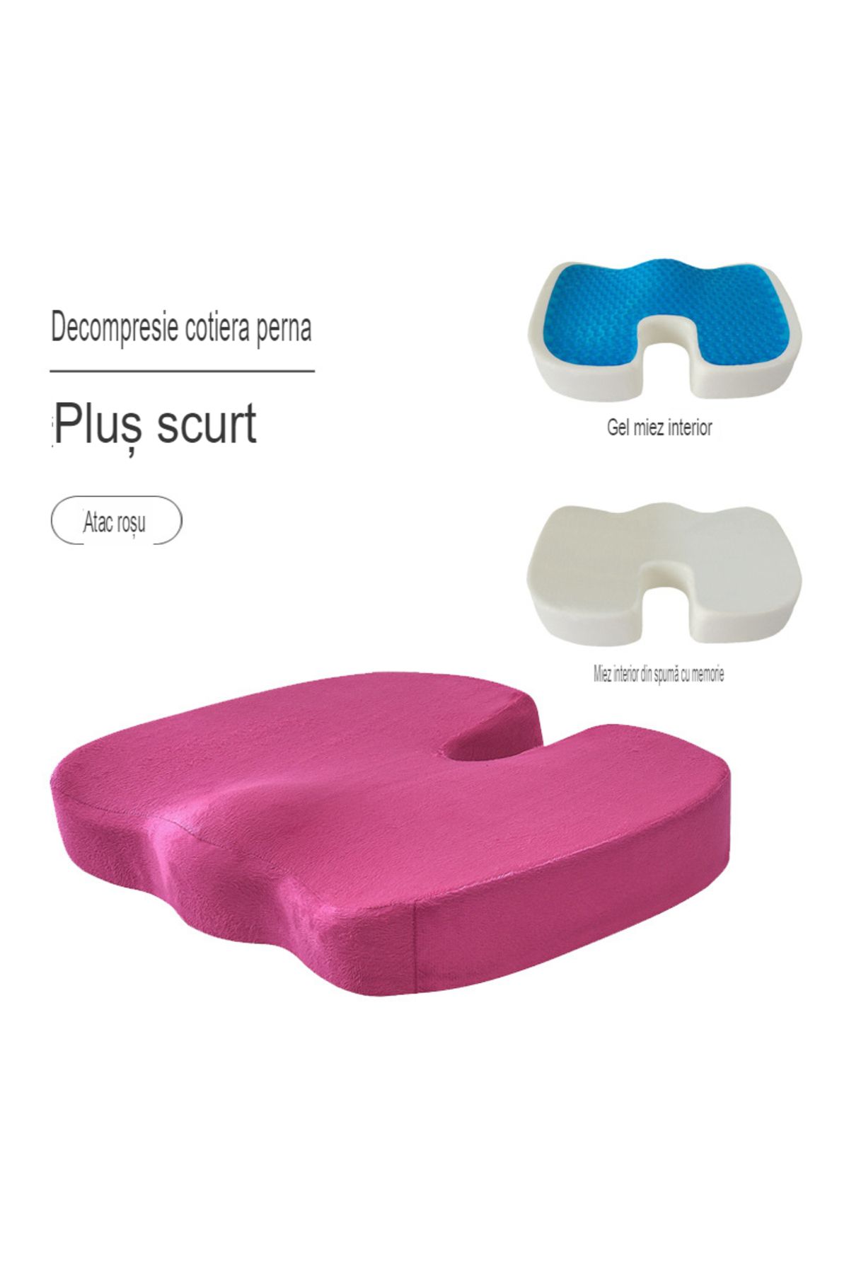 OEM Perna Ortopedica Pentru Sezut Din Spuma Cu Memorie Si Gel Racoritor Arvada Ergosupport - One Size
