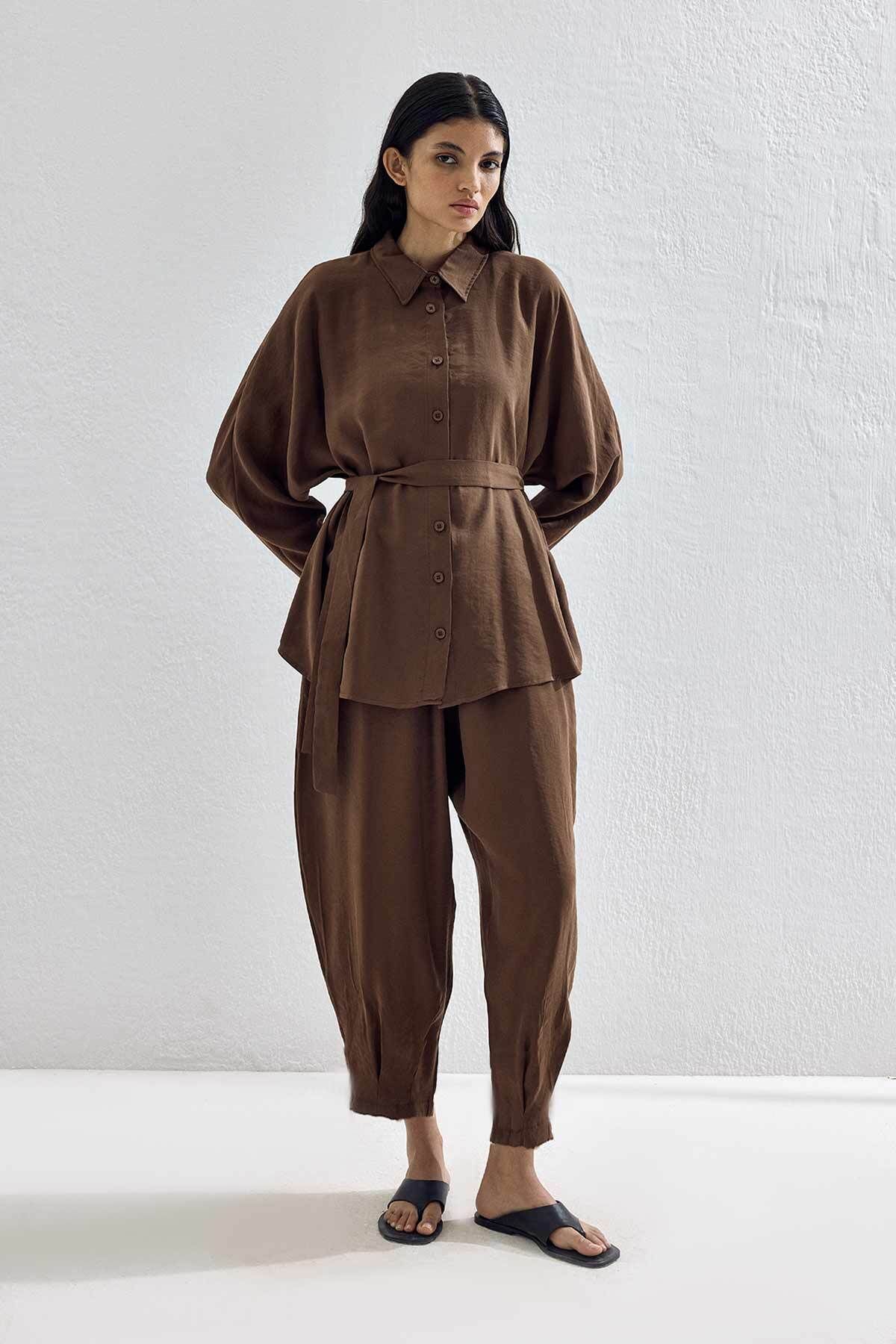 Hooopstore Basic Oversize Kahve Pantolon Takım