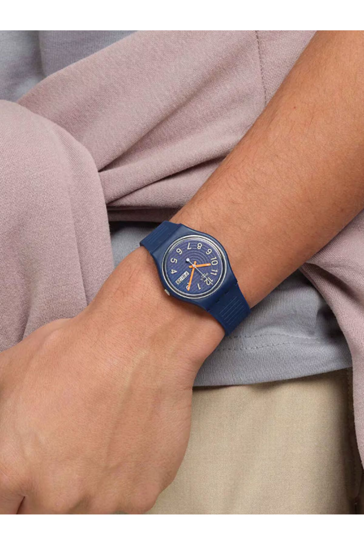 ساعت آبی زنانه SO28I700 Sساعت مچی خطوط مرسوم ، مد روز در شب Swatch