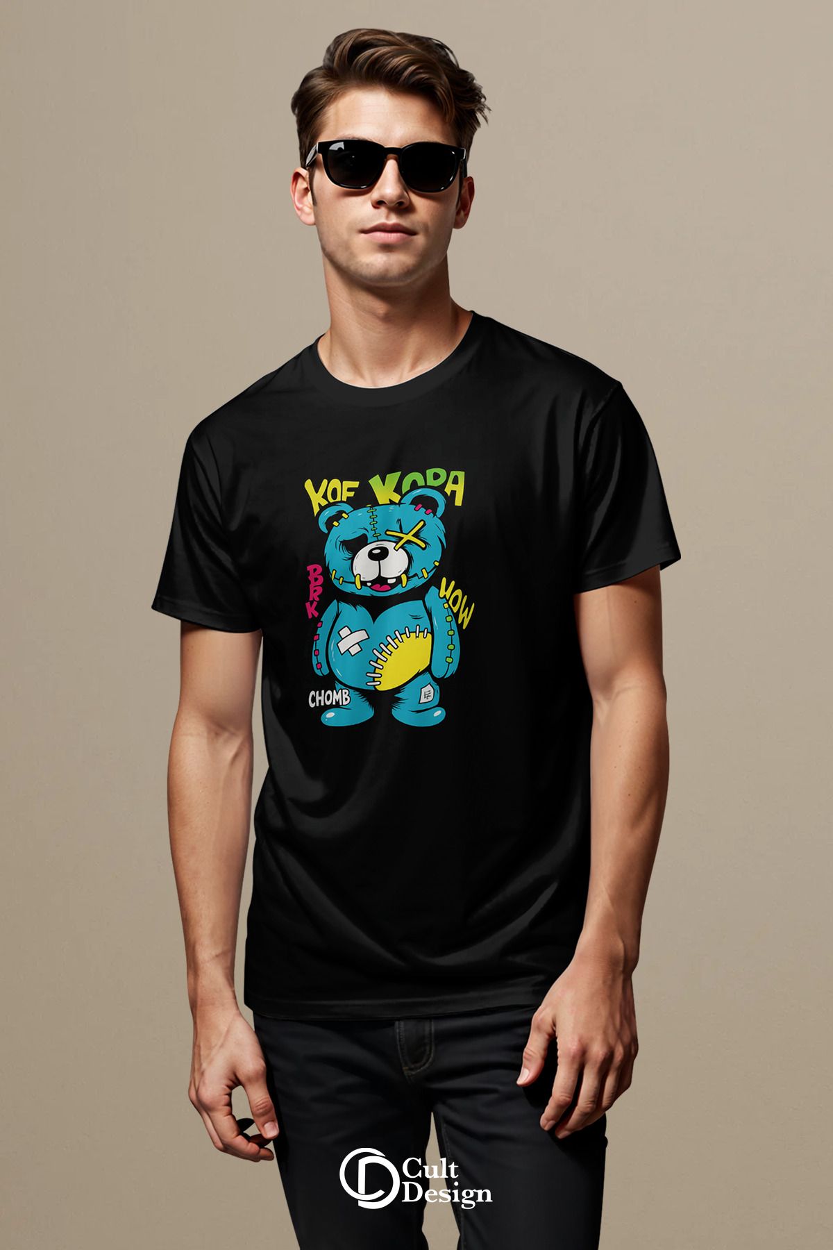 CULTDESİGN ERKEK Özel Premium Baskılı Basic, Organik Pamuklu, Bisiklet Yaka T-Shirt