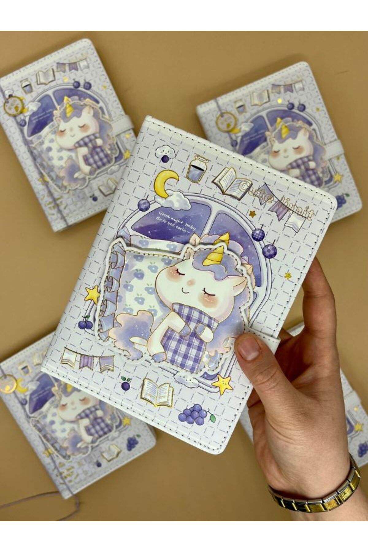 Kağıt Gemi Dükkan Sevimli Unicorn Özel Tasarım Renkli Resimli Defter/Notebook/Günlük/Bullet Journal