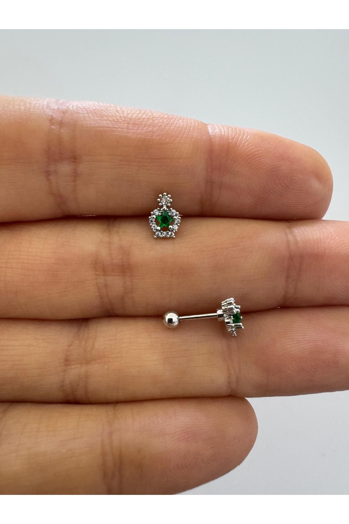 Arescollection 1 adet zirkon taşlı helix tragus lobe uyumlu piercing küpe
