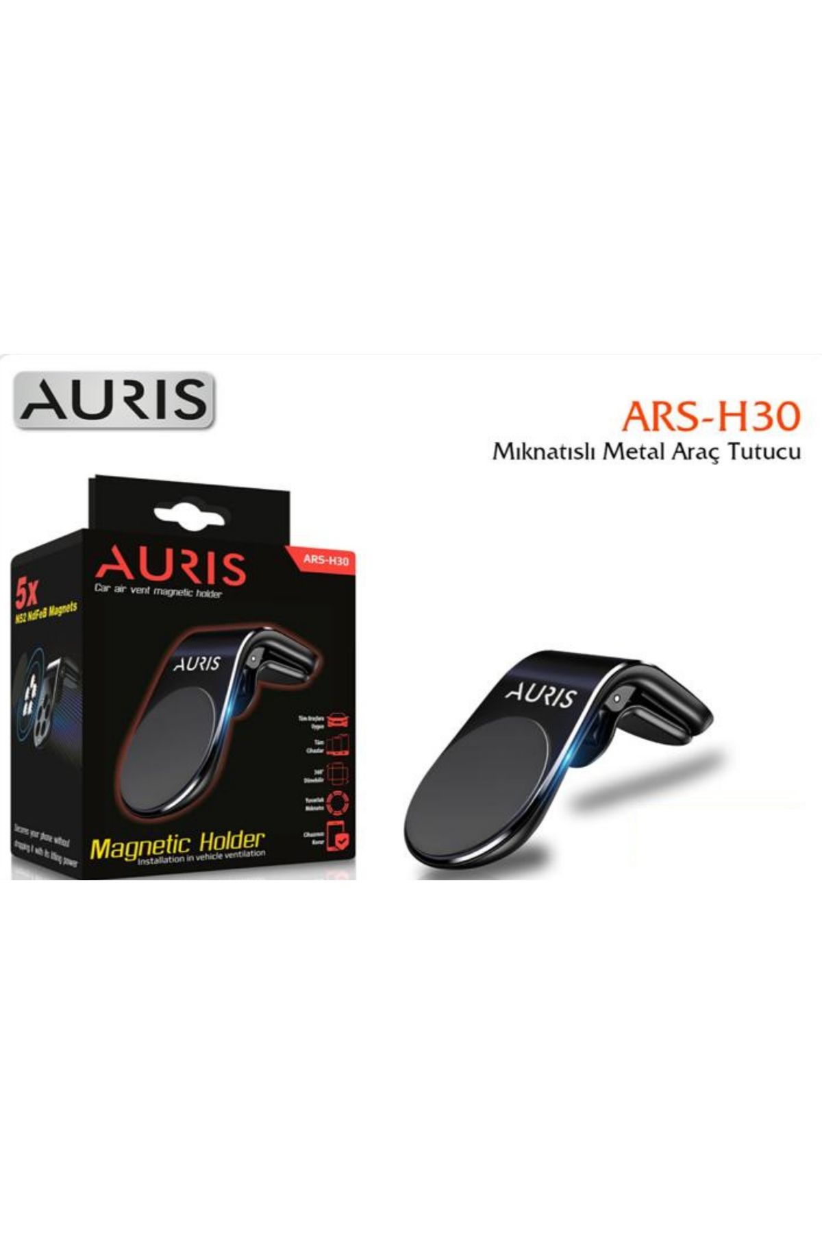 Auris MAGNETİK ŞIK GÖRÜNÜMLÜ 360 DR DÖNDÜRME İMKANLI ARAÇ İÇİ TELEFON TUTUCU