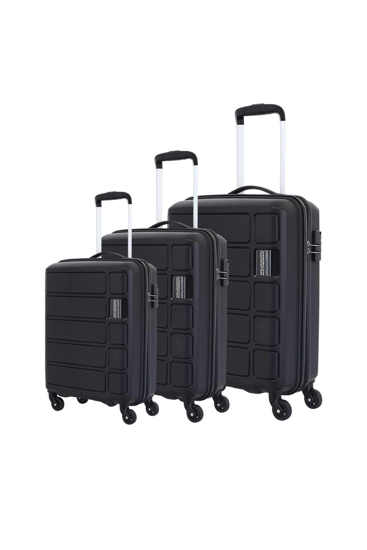 American Tourister مجموعة حقائب سفر صلبة من تراكر، مكونة من 3 قطع - لون أسود