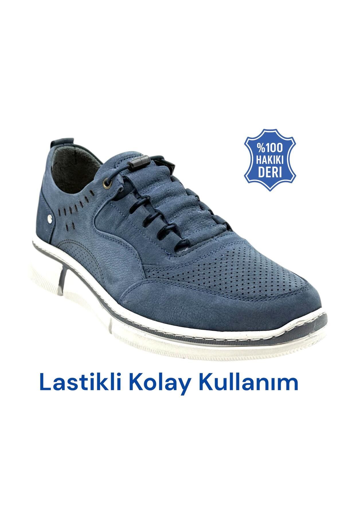 İYİSİNDEN SHOES Hakiki deri erkek lastikli ortapedik ayakkabı-hafif poli taban, komple dikişli