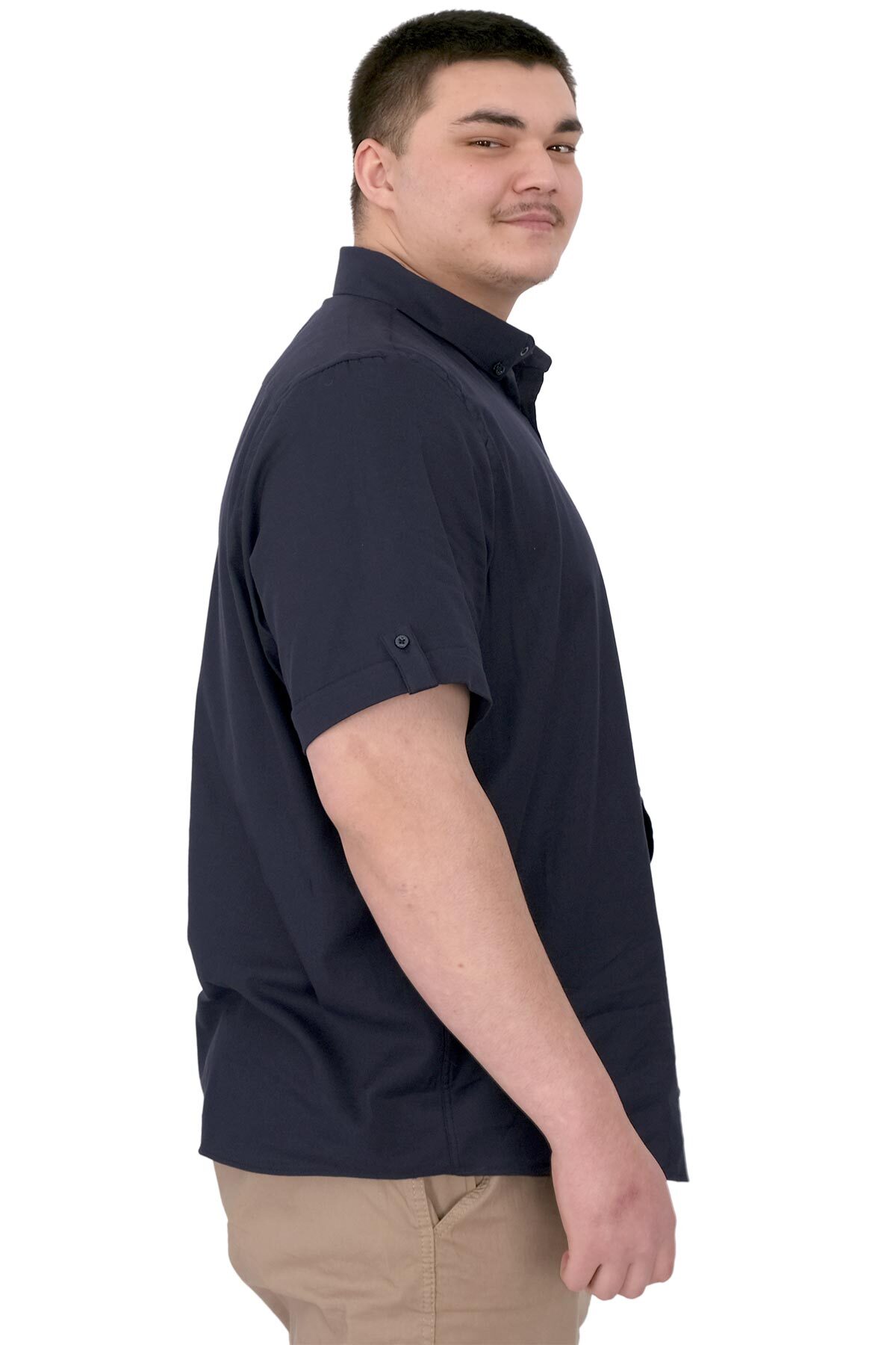 ModeXL Mode XL Büyük Beden Erkek Gabardin Gömlek Everyday Essentials U25602 Siyah görsel 3