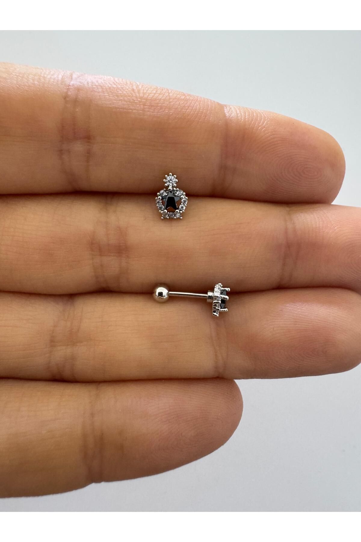 Arescollection 1 adet zirkon taşlı helix tragus lobe uyumlu piercing küpe