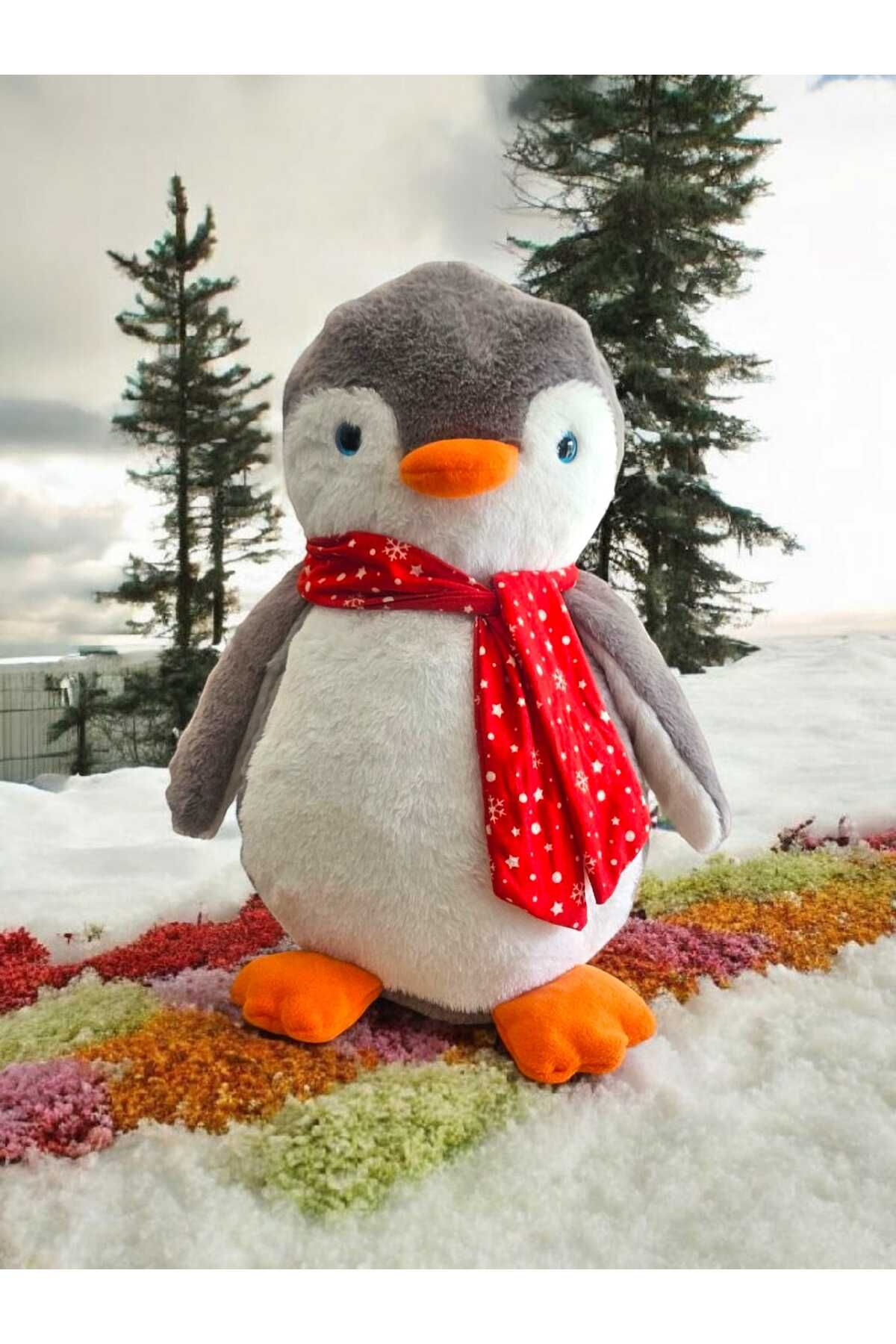 Kids 40 Cm Peluş Pingu Penguen Kırmızı Şapkalı Peluş Oyuncak Uyku Arkadaşı