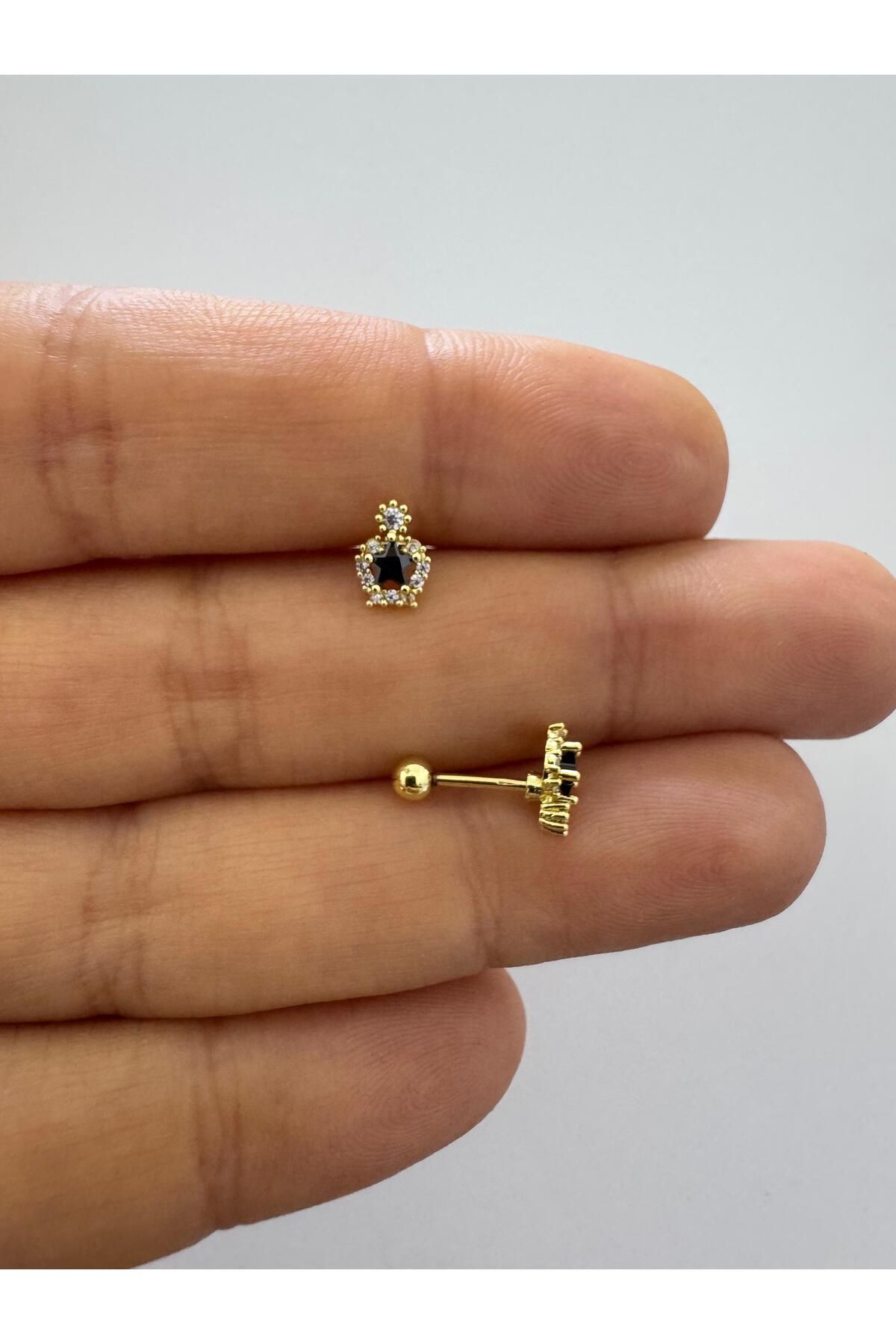 Arescollection 1 adet zirkon taşlı helix tragus lobe uyumlu piercing küpe