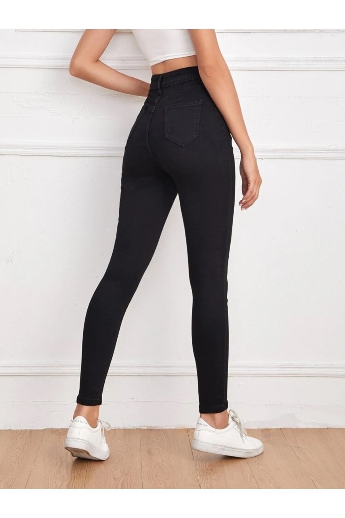 WODDİ Duryn Jesica Kadın Siyah Skinny Dar Paça Jeans Kot Pantolon Full Likralı Yeni Sezon-3