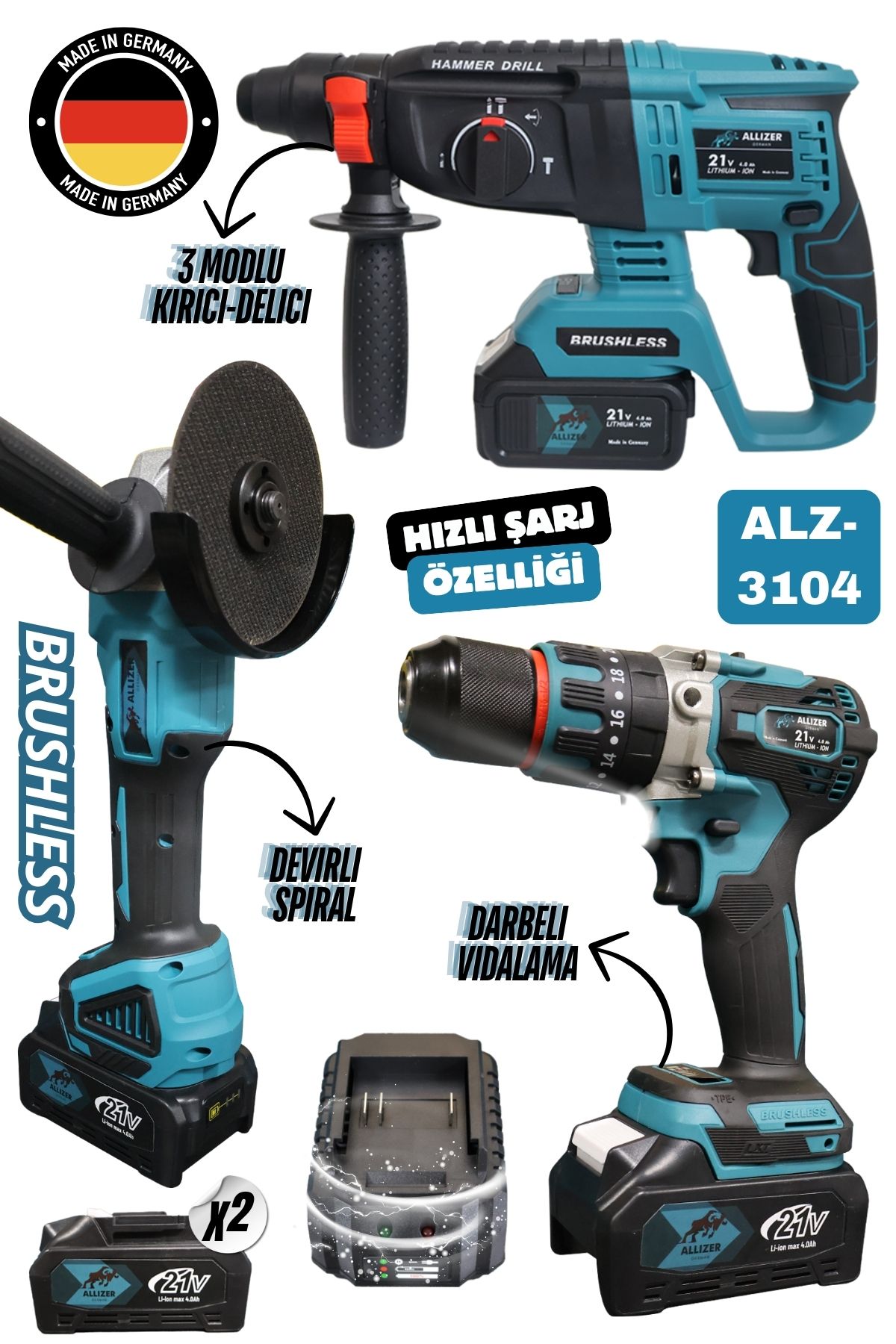 ALLİZER GERMAN ALLİZER 3 LÜ SET MAVİ HİLTİ - SPİRAL - VİDALAMA