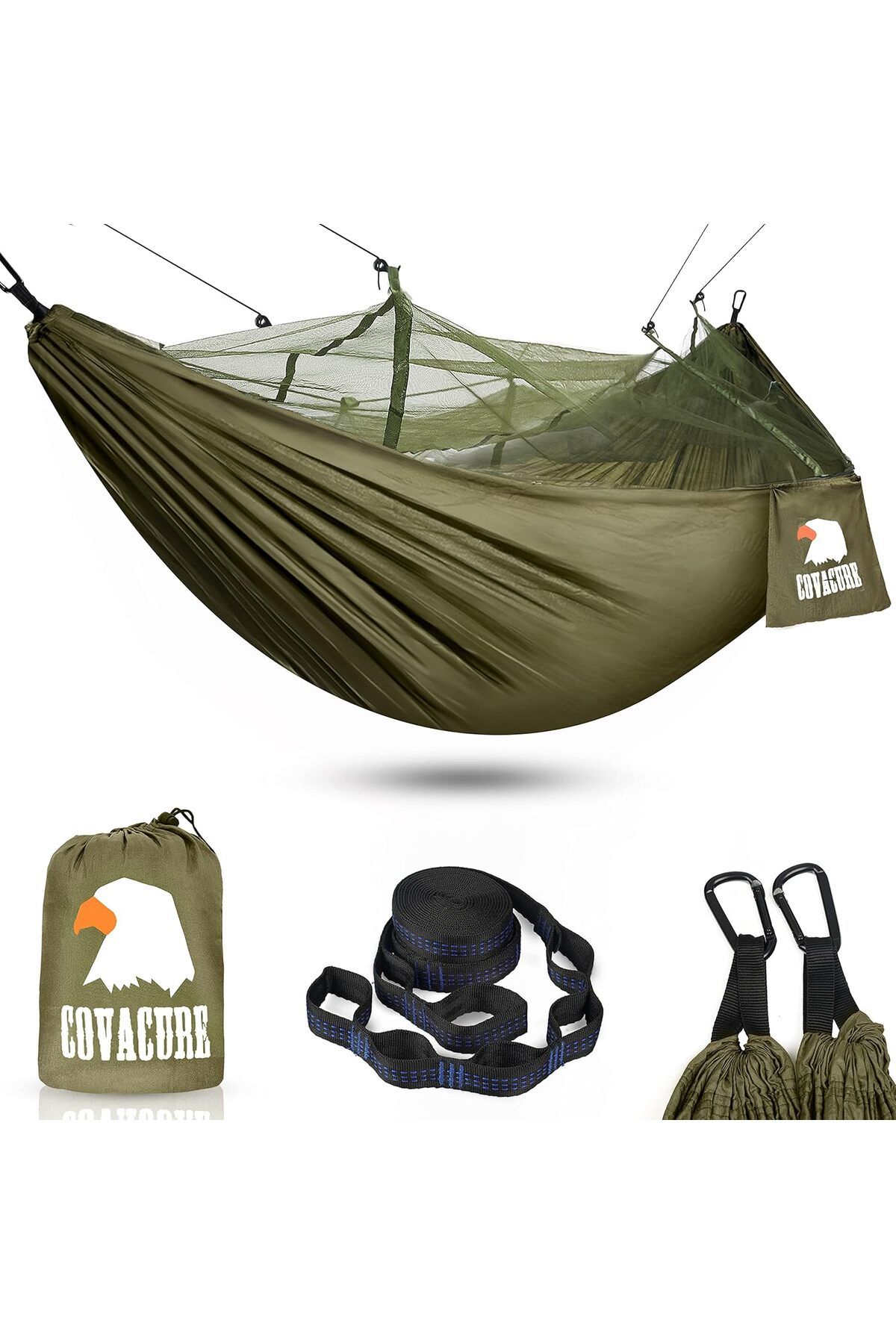 COVACURE Cibinlikli Hamak, Kamp, Bahçe ve Seyahat İçin Ultra Hafif 260 x 130 cm