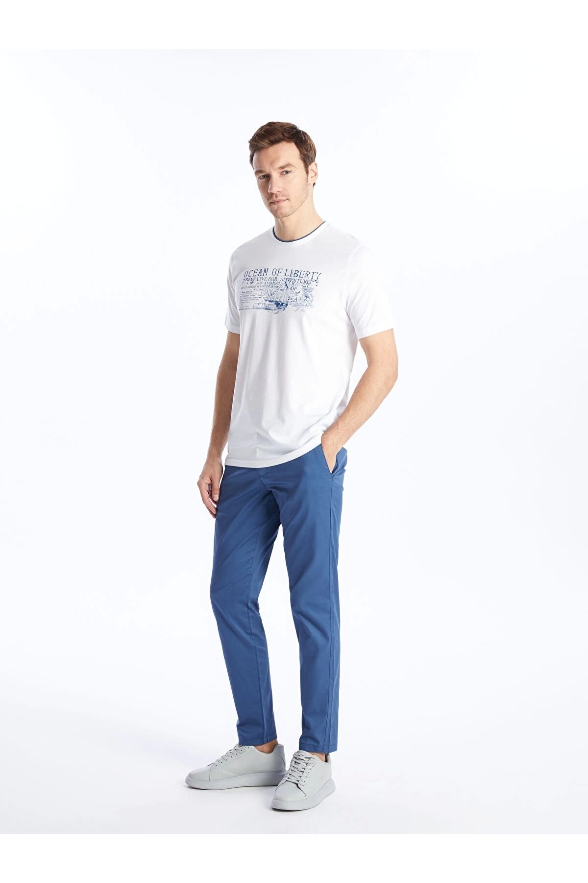 LC Waikiki LCWAIKIKI Classic Indigo Dar Kalıp Gabardin Erkek Chino Pantolon