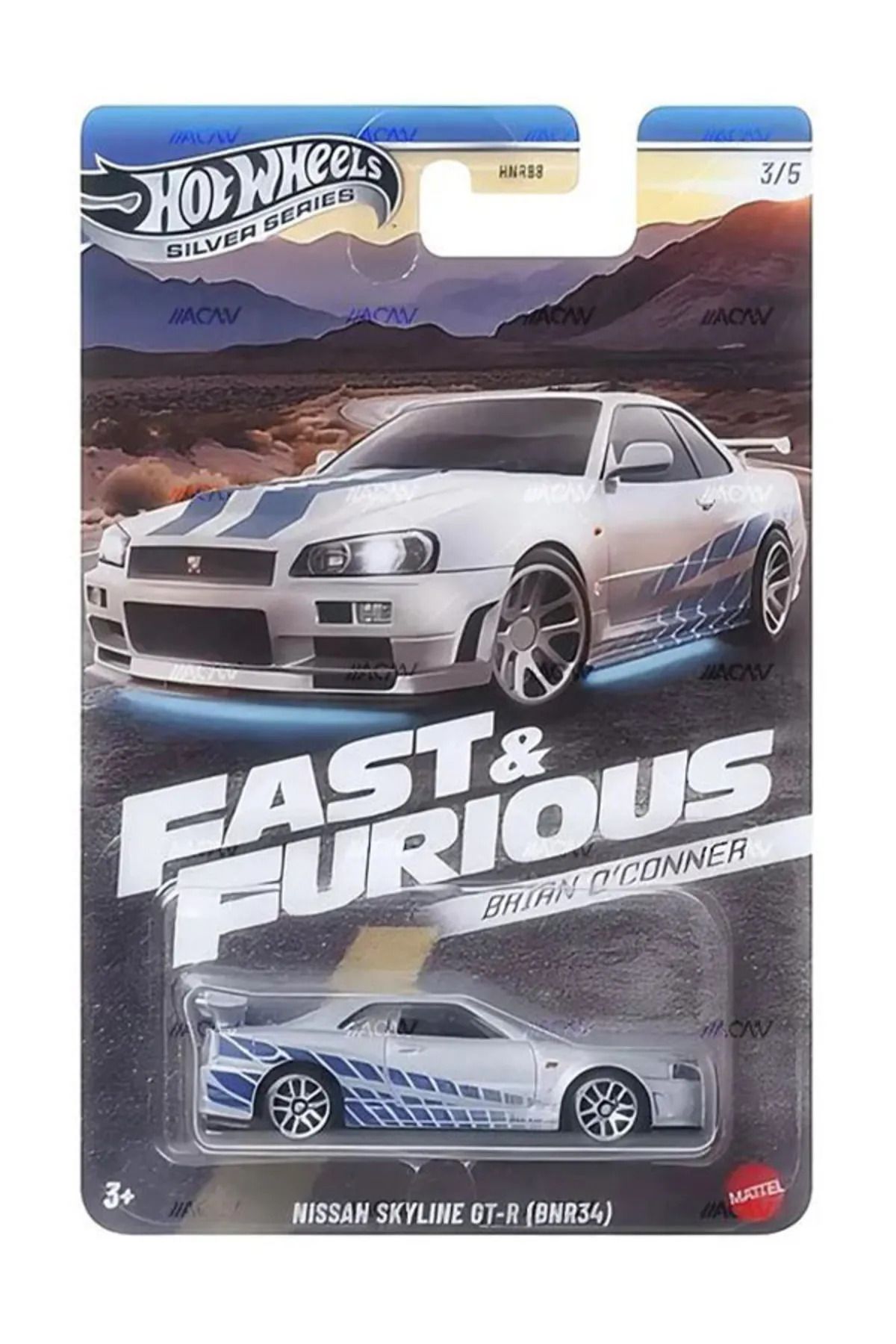 HOT WHEELS Uzun Kart Brian O'Conner Set Nissan Skyline GT-R (BNR34) R34 Fast & Furious Hızlı ve Öfkeli