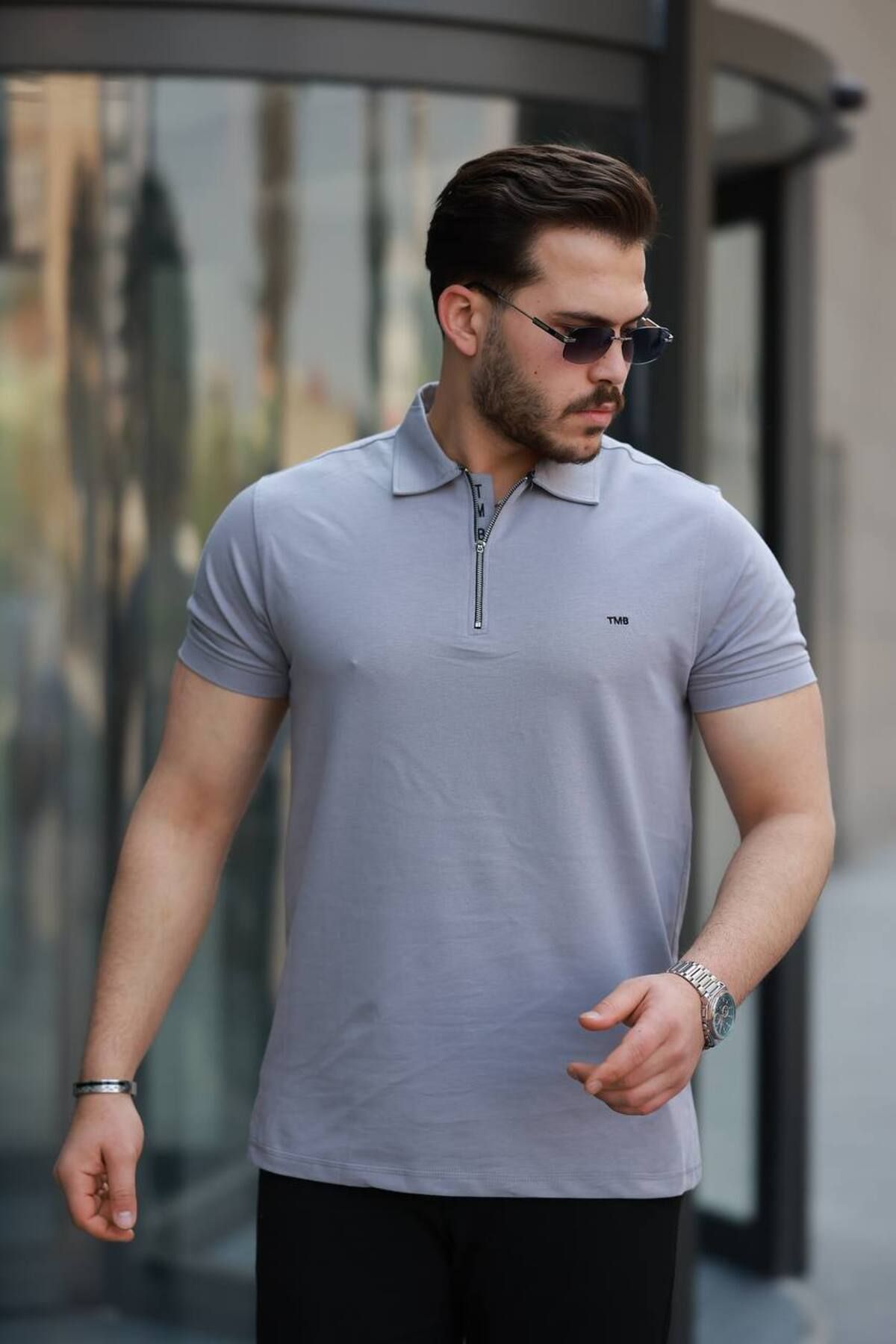 ROBERTO BORNOVA Yarım Fermuarlı Polo Yaka Kompak Tshirt