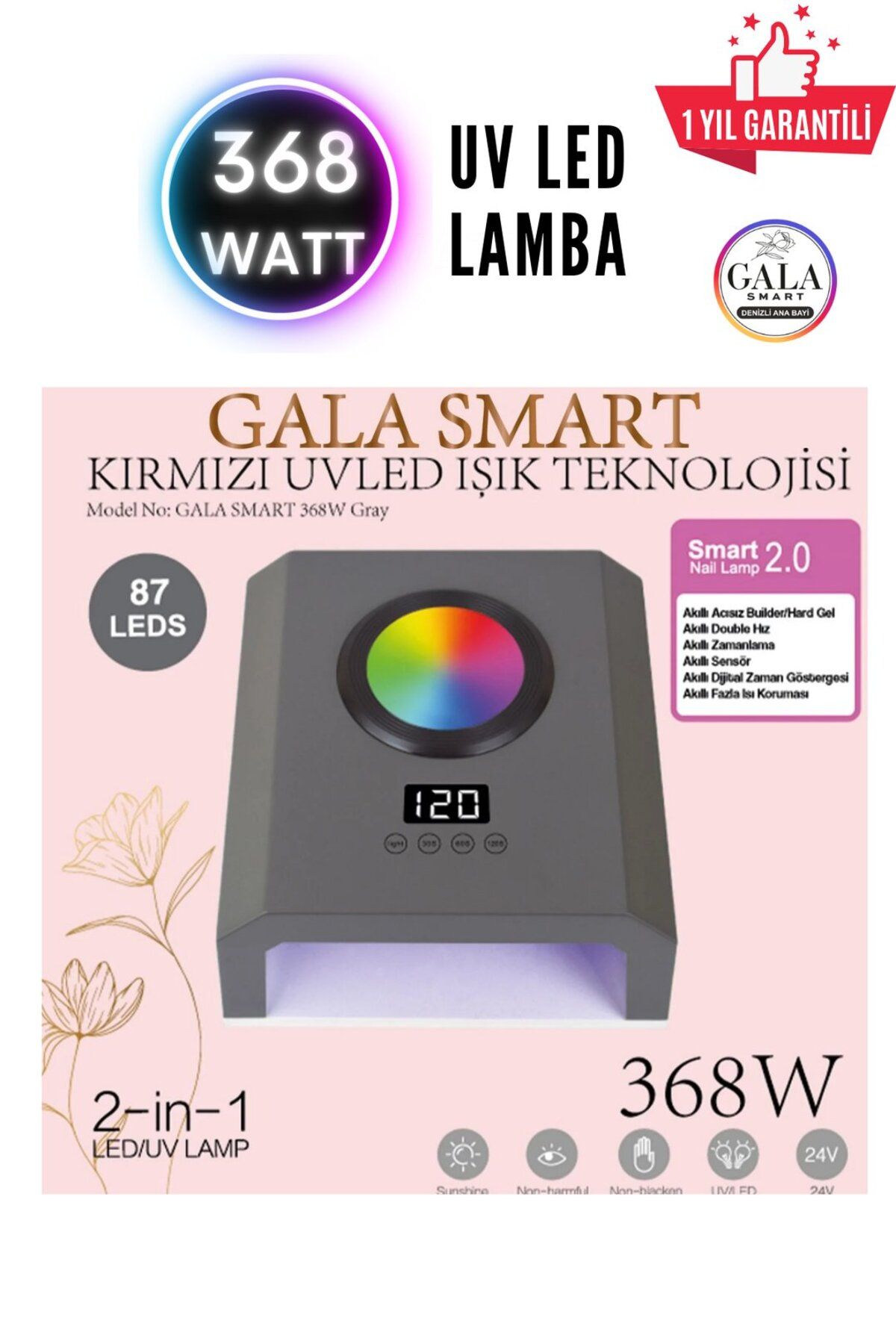 gala smart Protez Tırnak Kalıcı Oje Uv Led Lamba 368 Watt