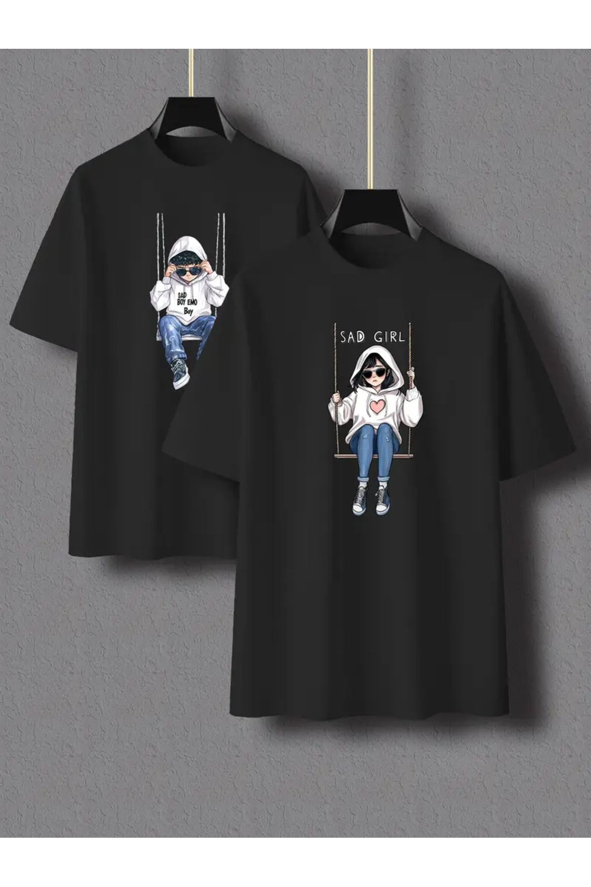 LUNAVISTA Sad Girl Baskılı Bisiklet Yaka Kısa Kol T-shirt (TEKLİ)