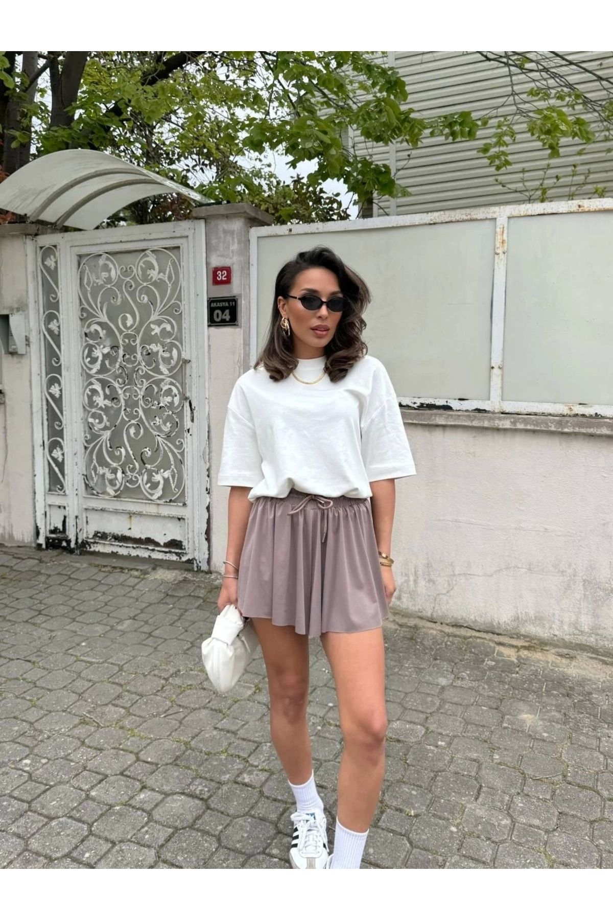 Ecenin Favorileri Vizon Bol Kesim Taytlı Şort Etek
