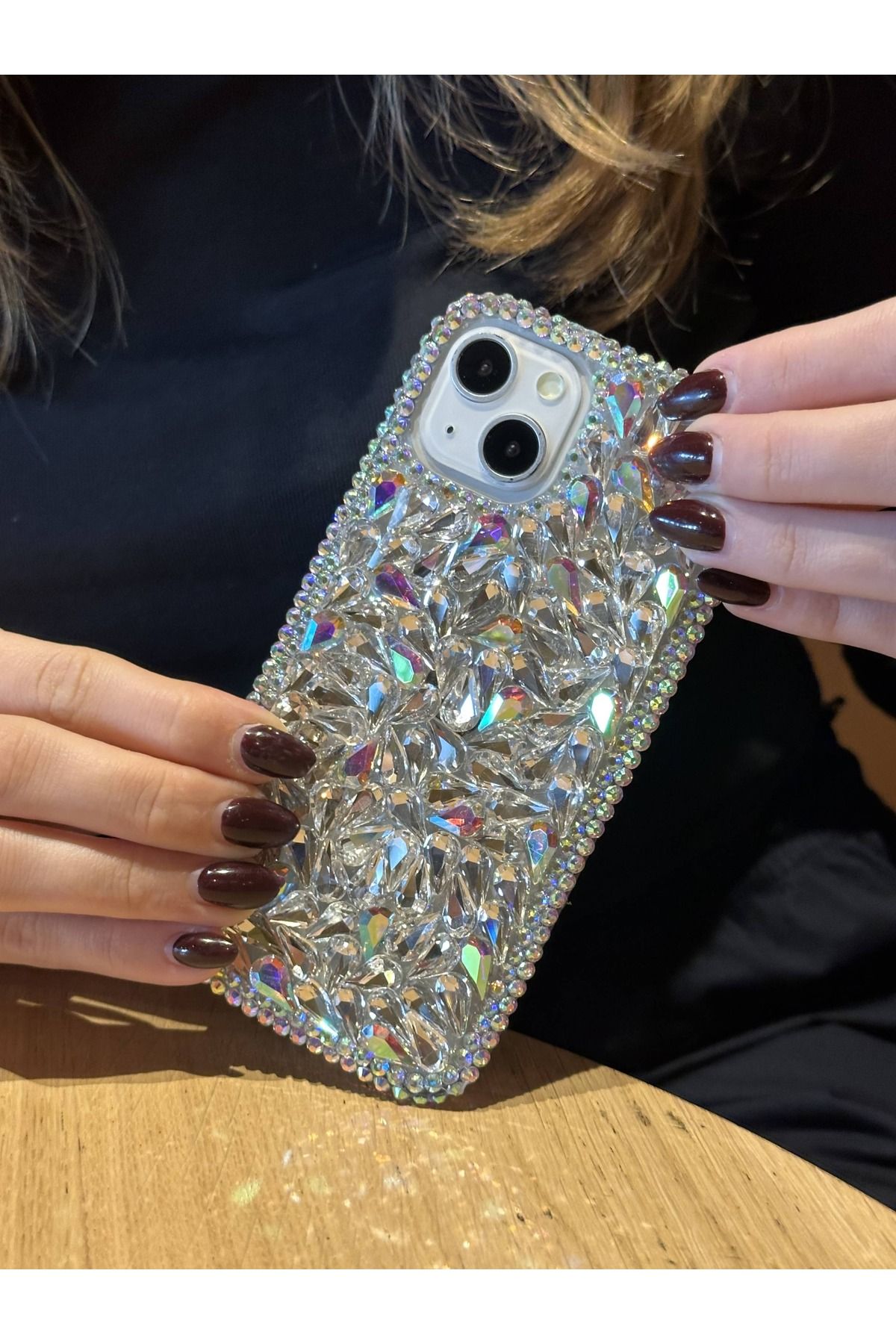 Paladyum Case iPhone 14 Plus Ve 15 Plus Uyumlu Lüks Hologram Kristal Taşlı Kılıf