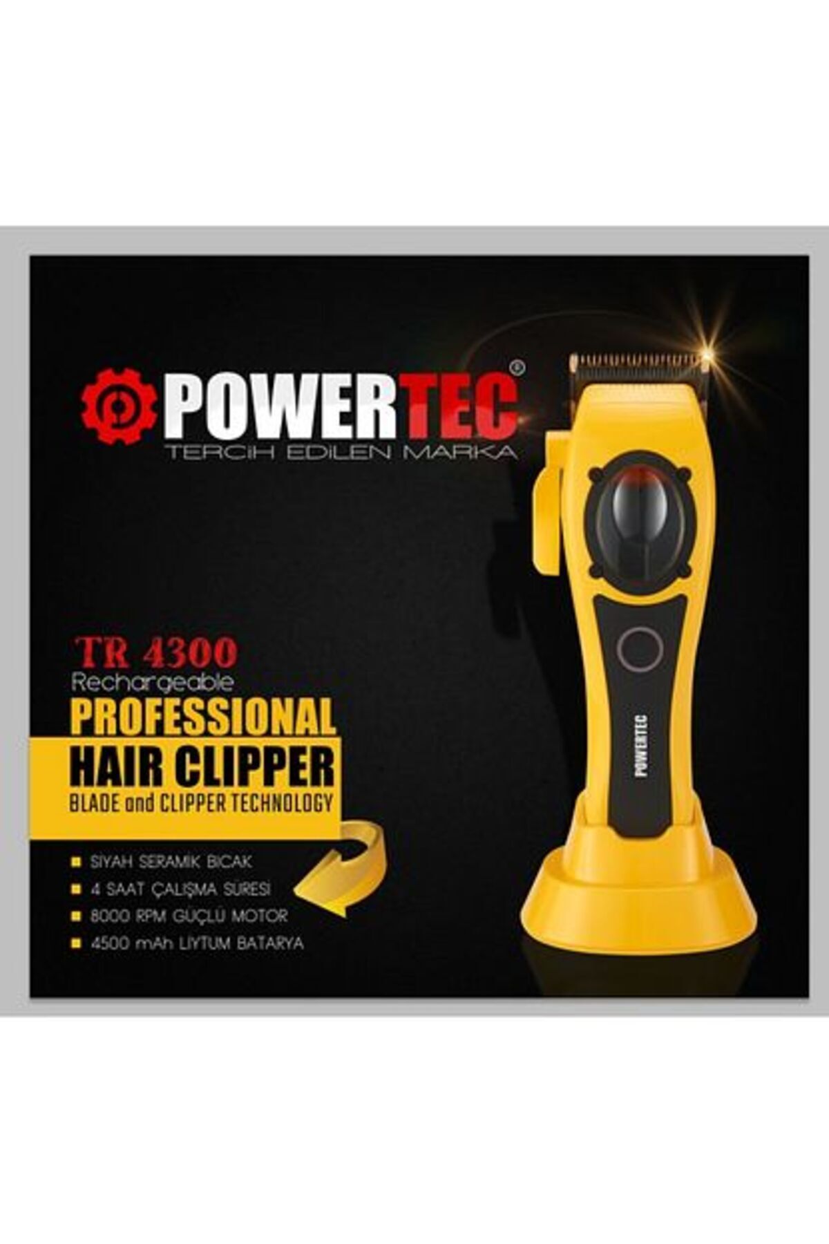 teknotrust Saç-Sakal Tr-4300 Profesyonel Saç Sakal Kesim Makinesi Yok Resmi Distribütör Garantili Sarı Kuru 50