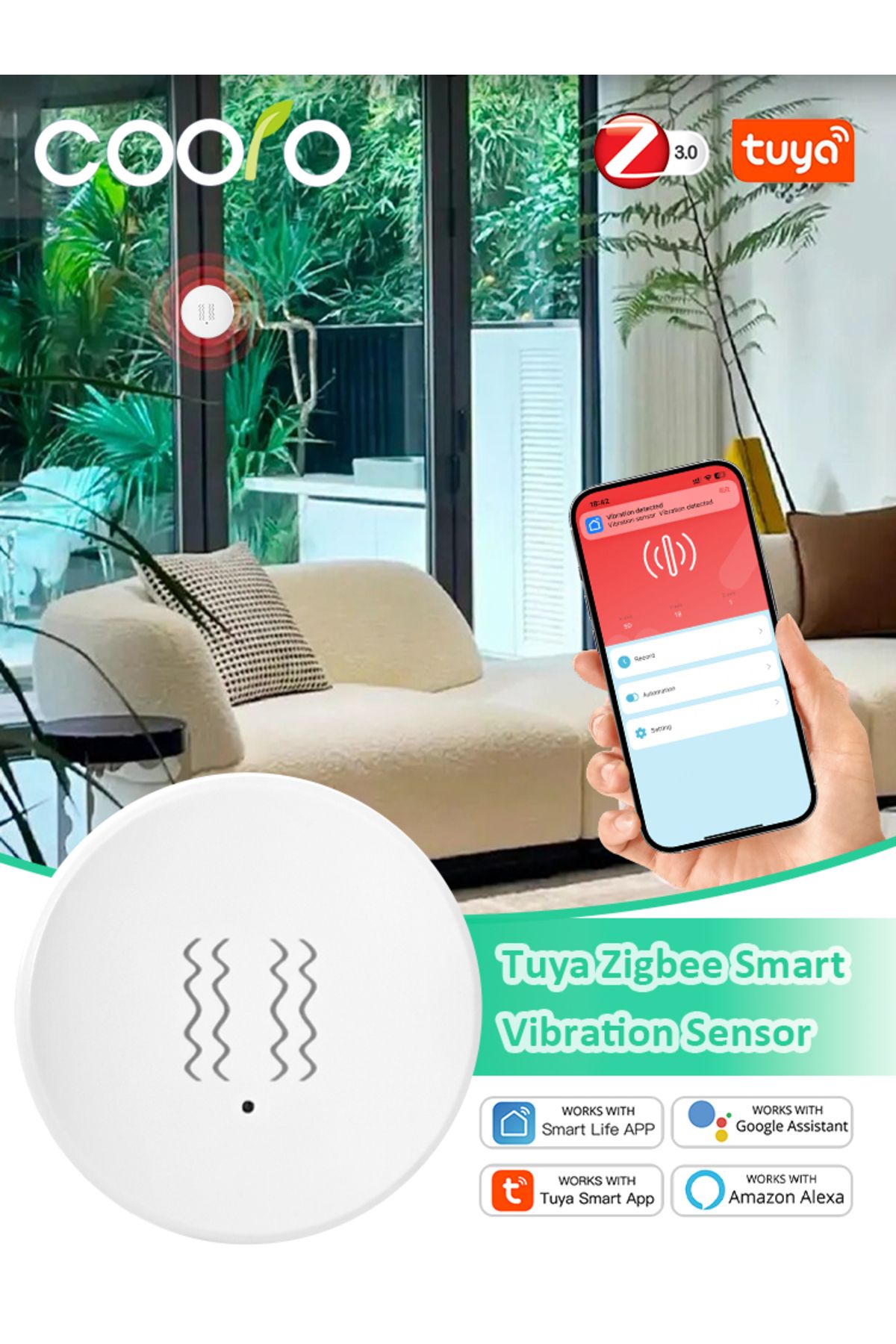 Choice-Tuya Smart Zigbee Vibration Sensor Detection Tilt XYZ Axis Sensor Shock Alarm Record App Notifica... 8