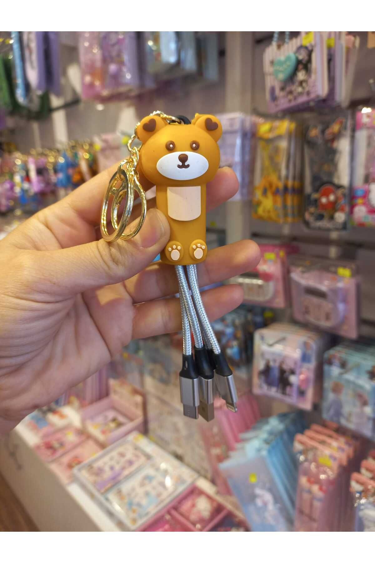 zeynobella Sevimli Karakterli çoklu şarjlı anahtarlık usb type-c Iphone lightning micro usb anahtarlık