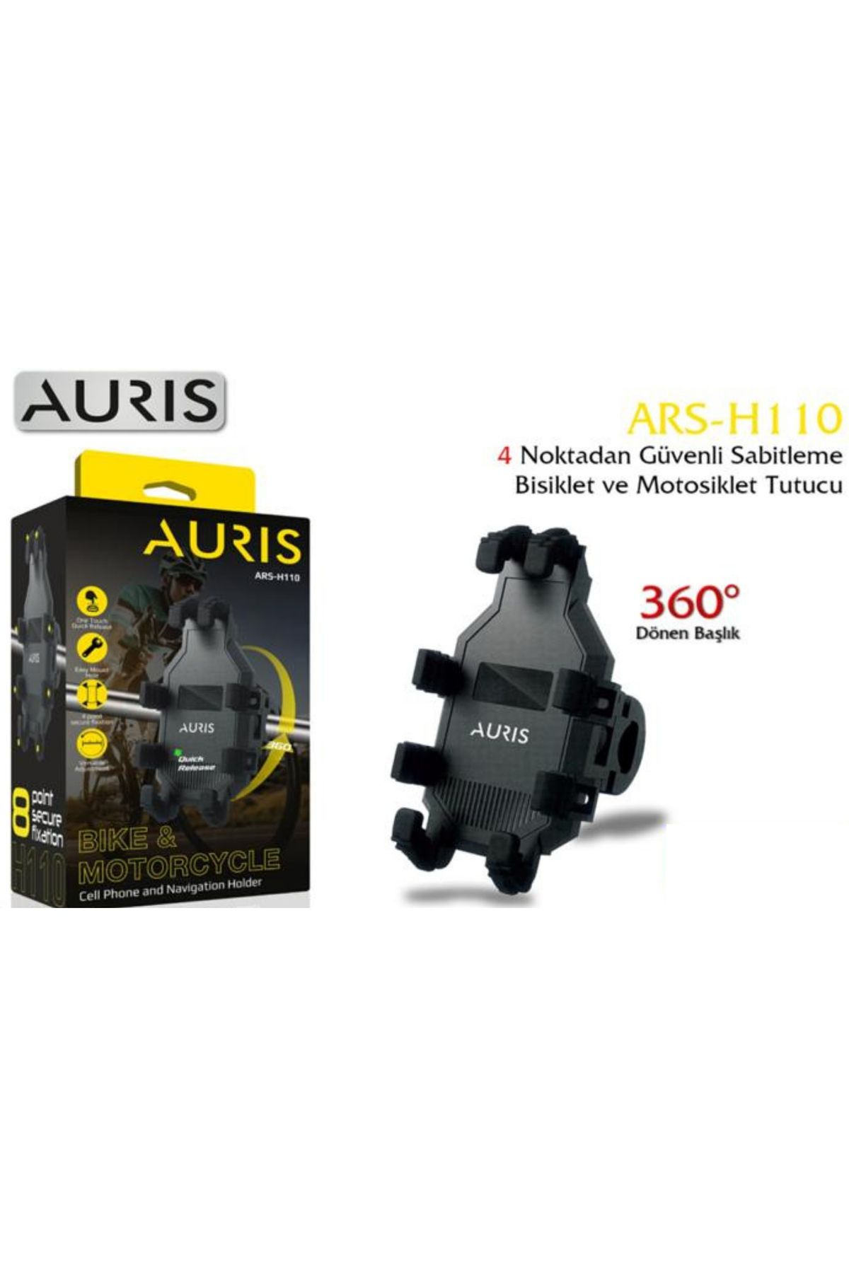 Auris BİSİKLET VE MOTOSİKLET 360° DÖNER BAŞLIKLI NAVİGASYON VE TELEFON TELEFON