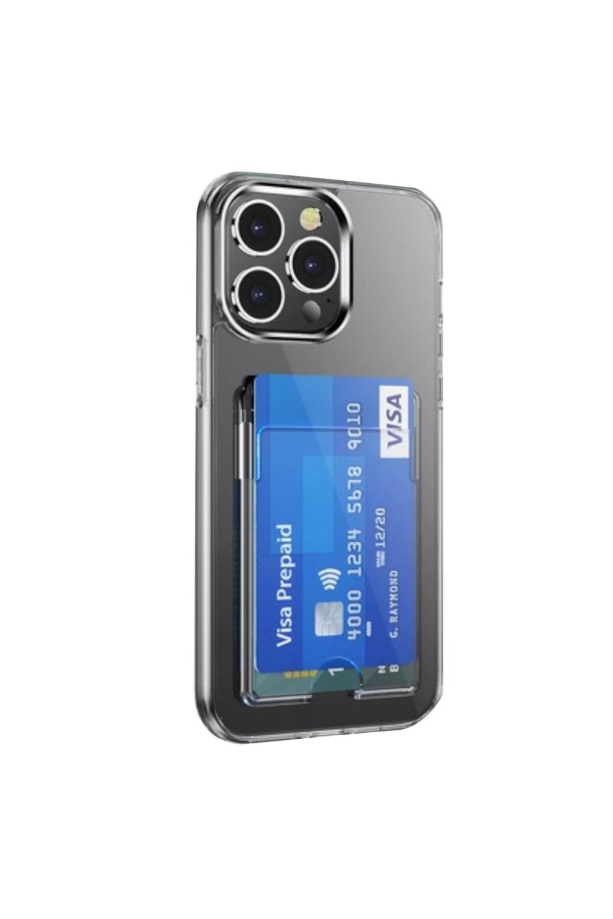 darinza iPhone 15 Pro Kılıf Kart Şeffaf Silikon - Şeffaf
