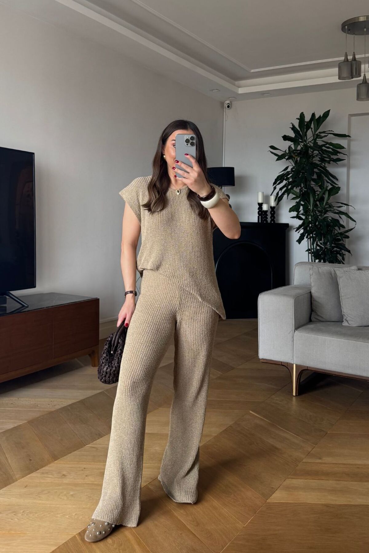Tuba Butik Triko Bluz Pantolon Kadın Takım