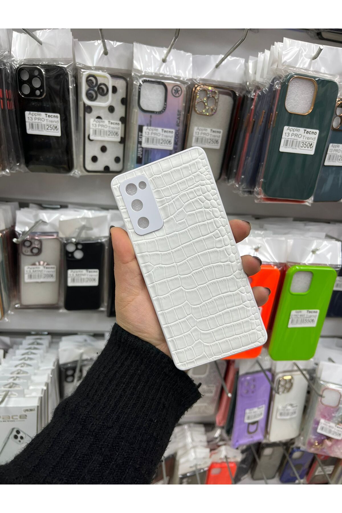 TECNOTREND GALAXY S20 FE Dokulu Yüzey Çekmeye Dayanıklı Cep Telefon Kılıfı Pu Deri Kaplamalı Yumuşak
