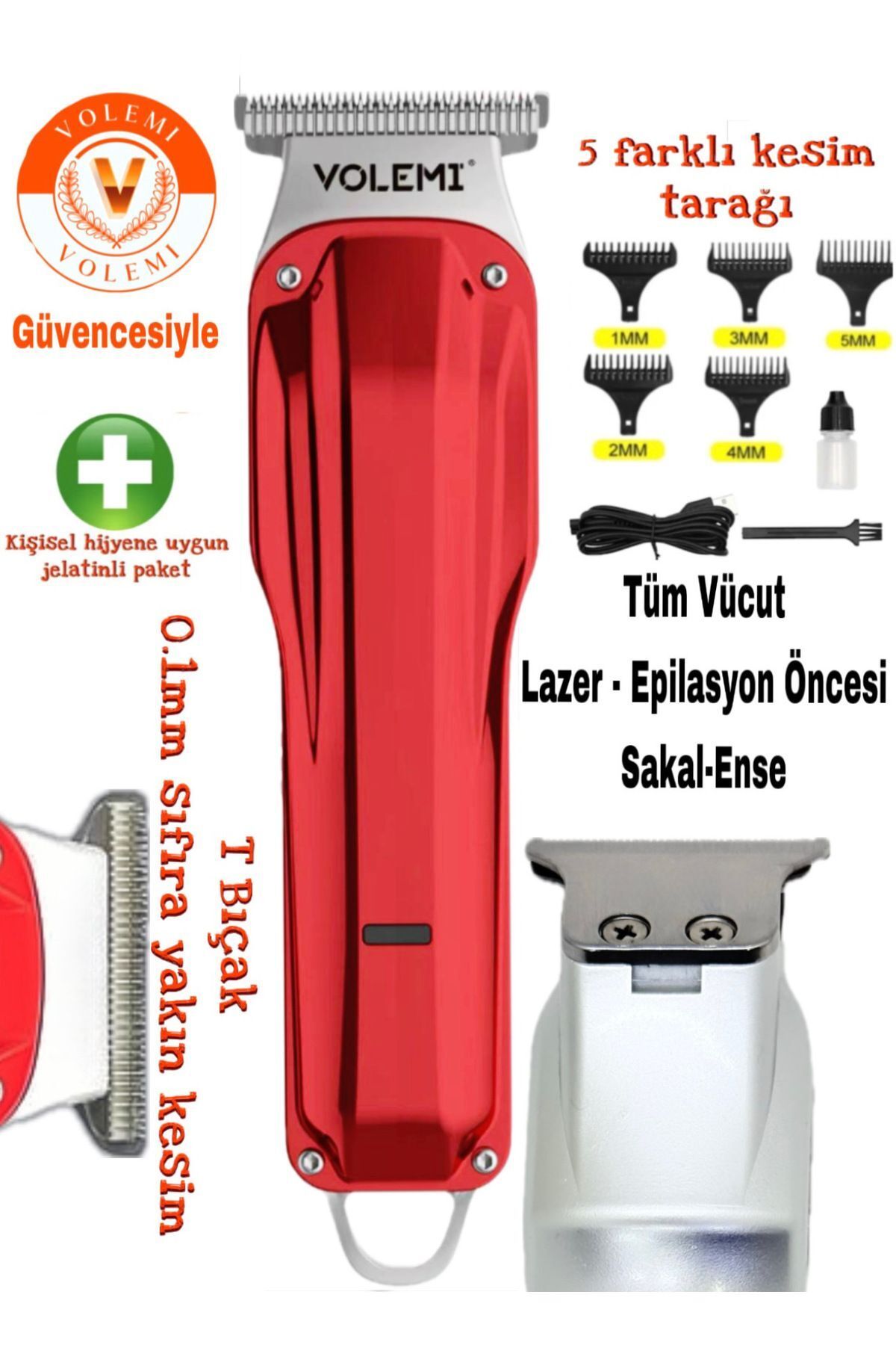 teknotrust Gri Volemi 0085b Lazer-epilasyon Öncesi Tüm Vücut Ense - Vücut - Sakal Tıraş Makinesi 50 Hz / 60 Hz