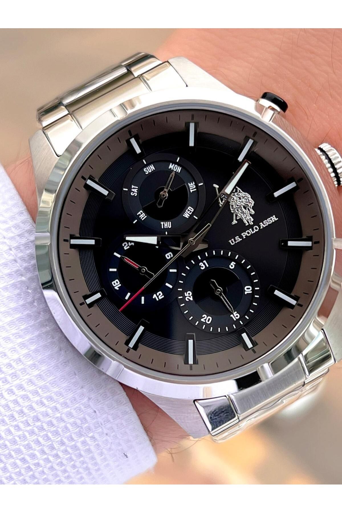 U.S. Polo Assn. U.S.Polo Assn Çelik Kordon İç Fonksiyonları Aktif 5 Atm Suya Dayanıklı Erkek Kol Saati USPA.FS1014.0